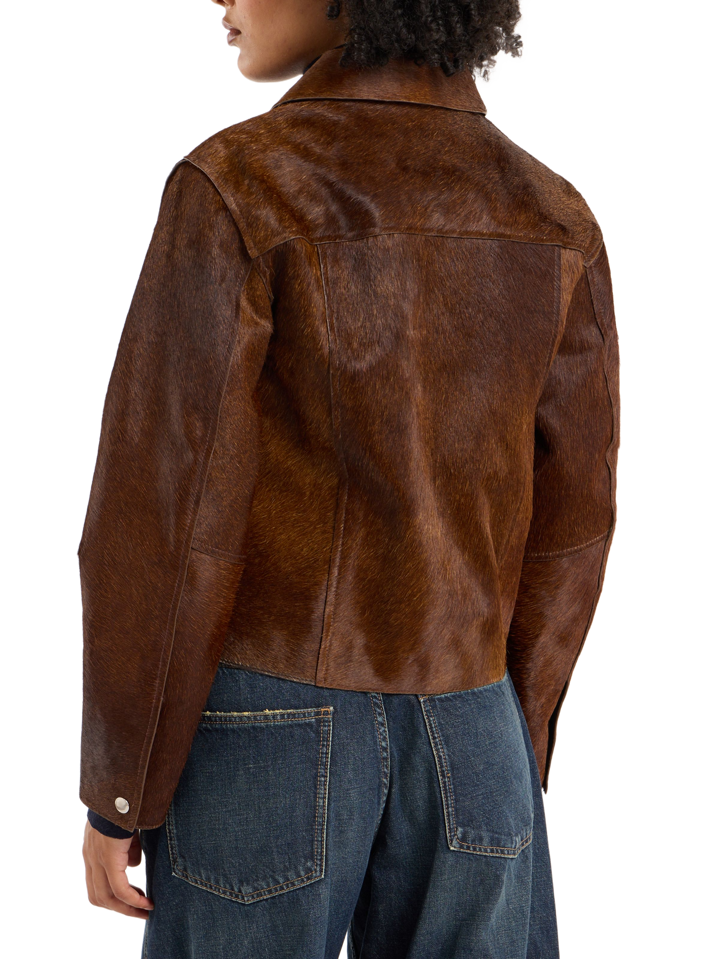 Short bumiu leather jacket in pony skin bumiu SAISON 1865 Brown
