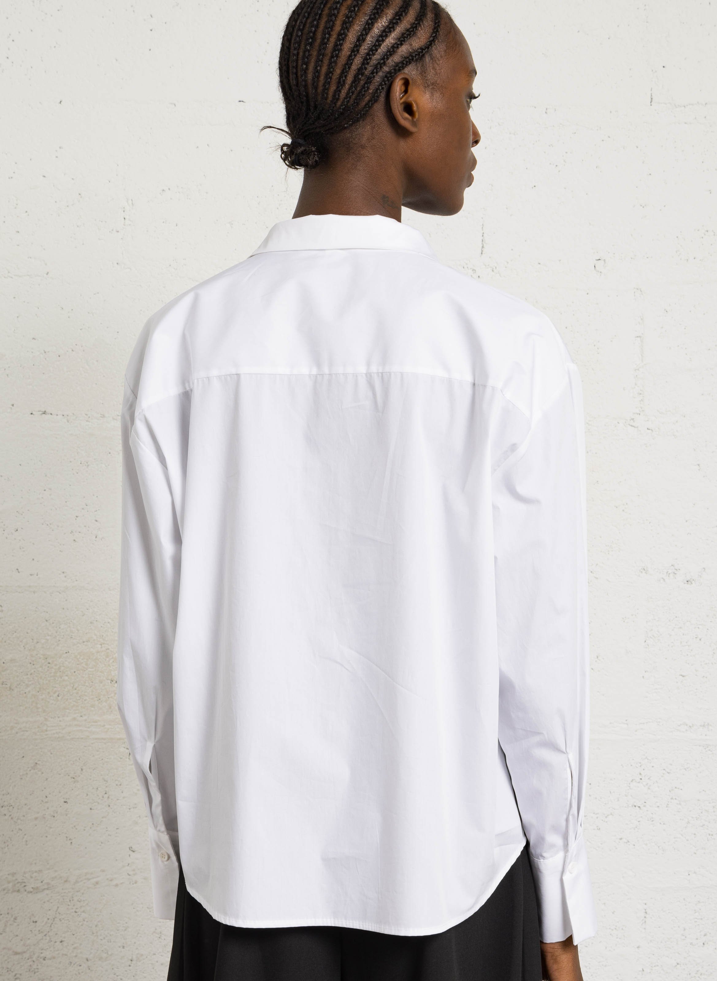 Chemise col montant avec ceinture en coton IMPERIAL Blanc