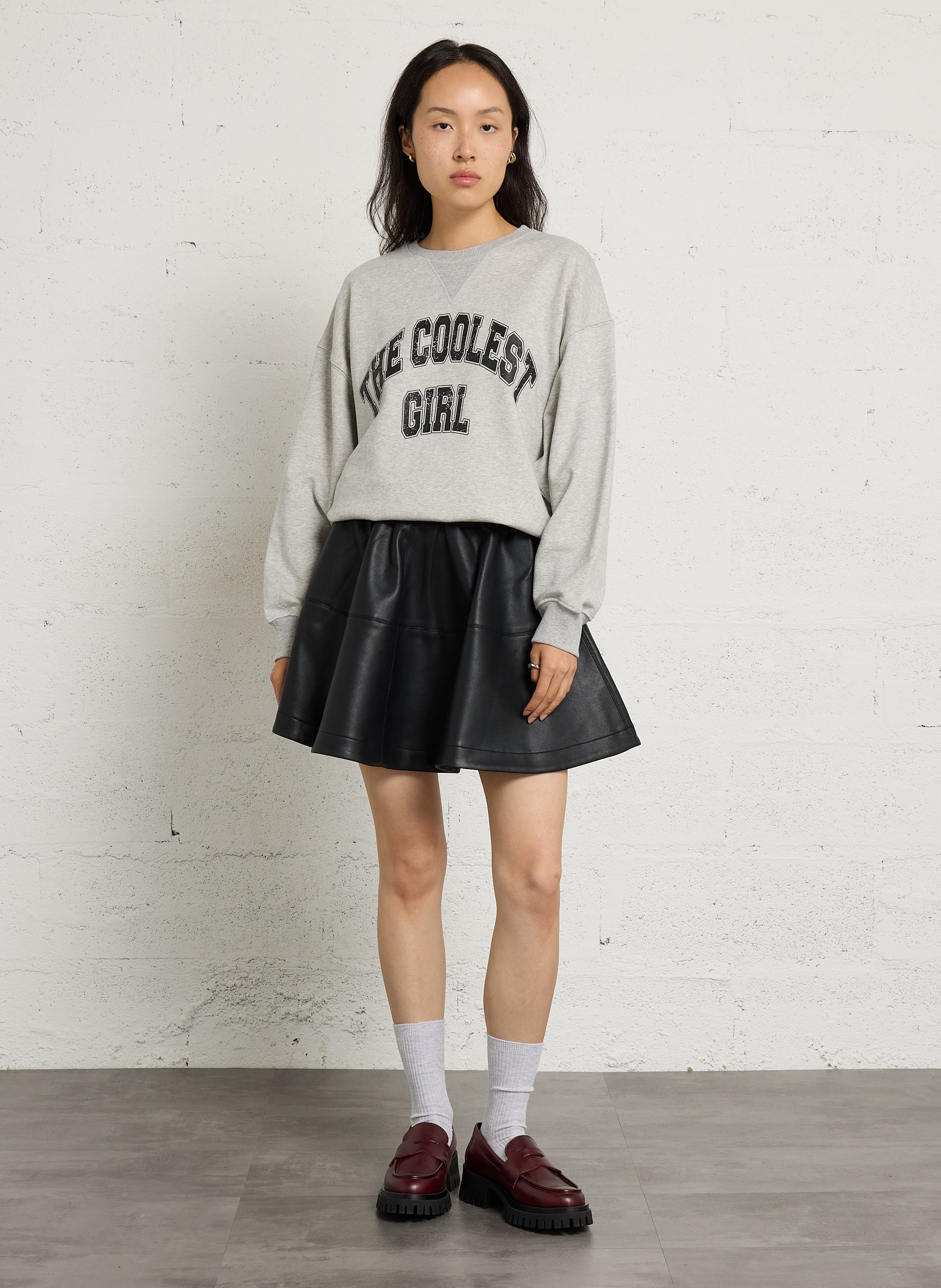 Bedruckter Baumwoll-Sweatshirt BERENICE Grau