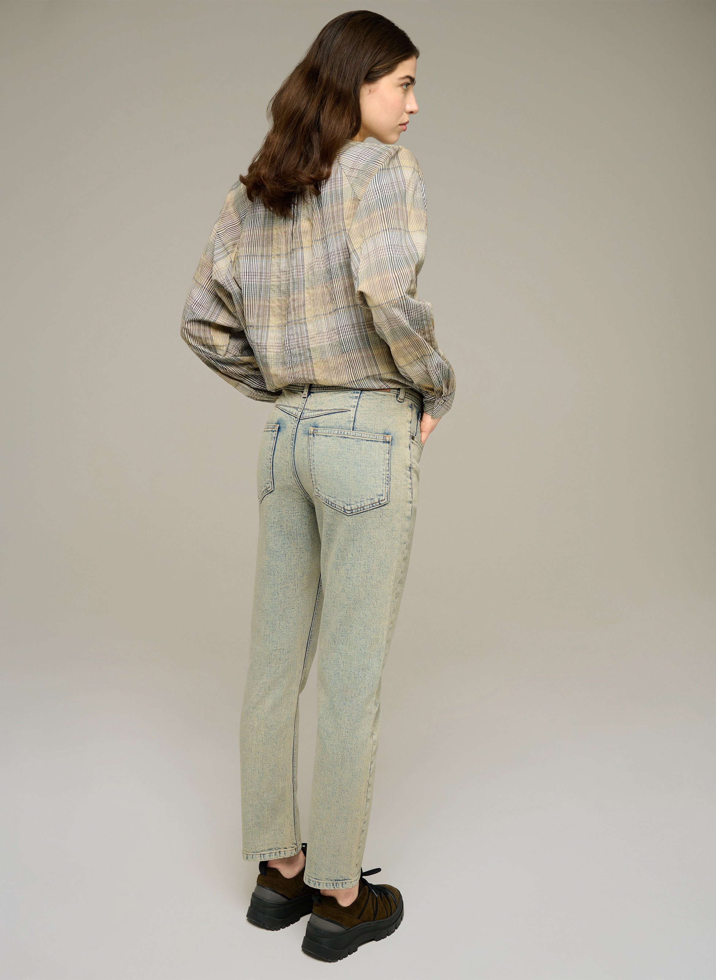 Cotton-blend straight-leg jeans COTELAC ACOTE Yellow