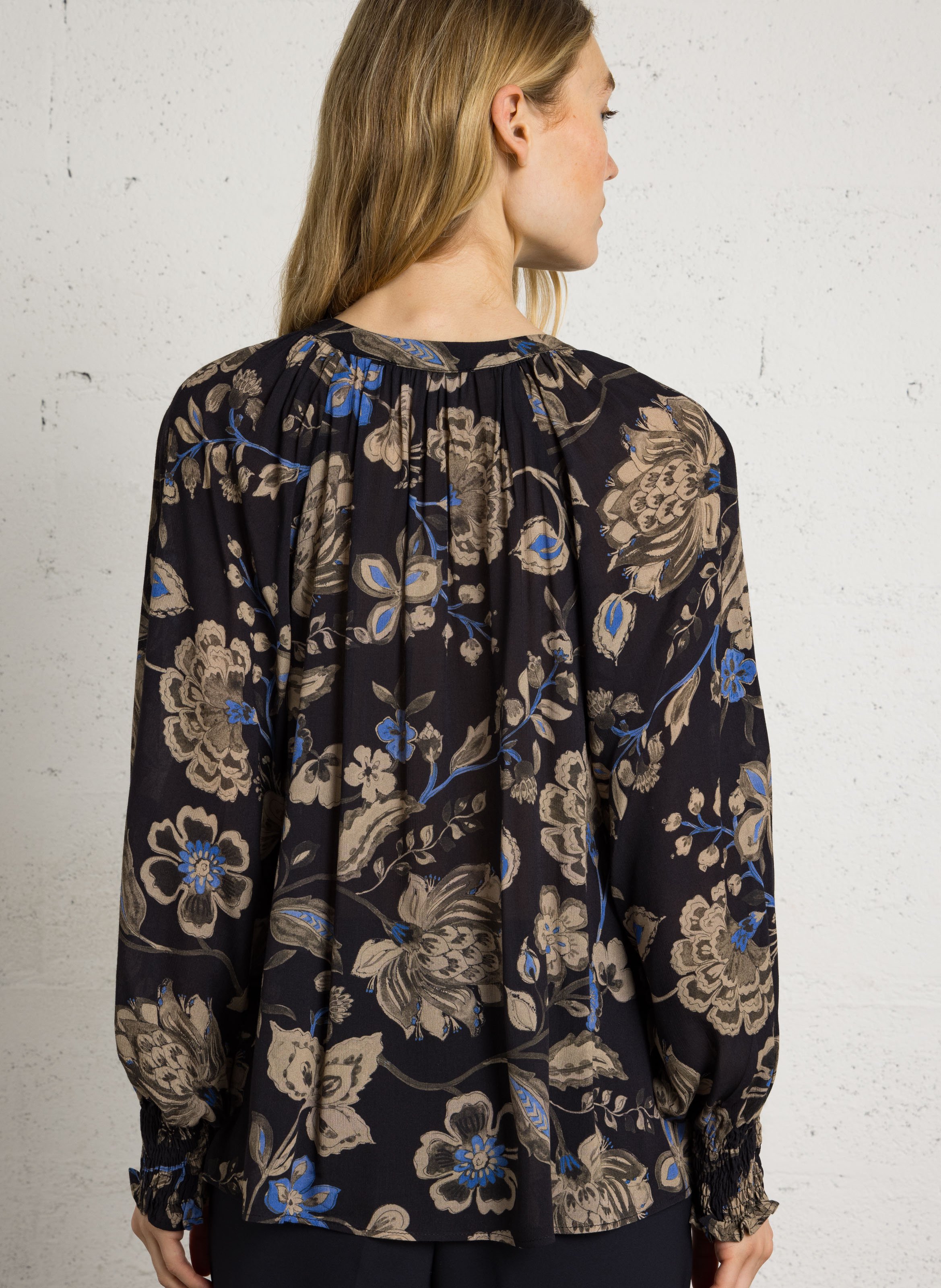 Bluse mit Rundhalsausschnitt und geradem Schnitt mit Print SUD EXPRESS Schwarz