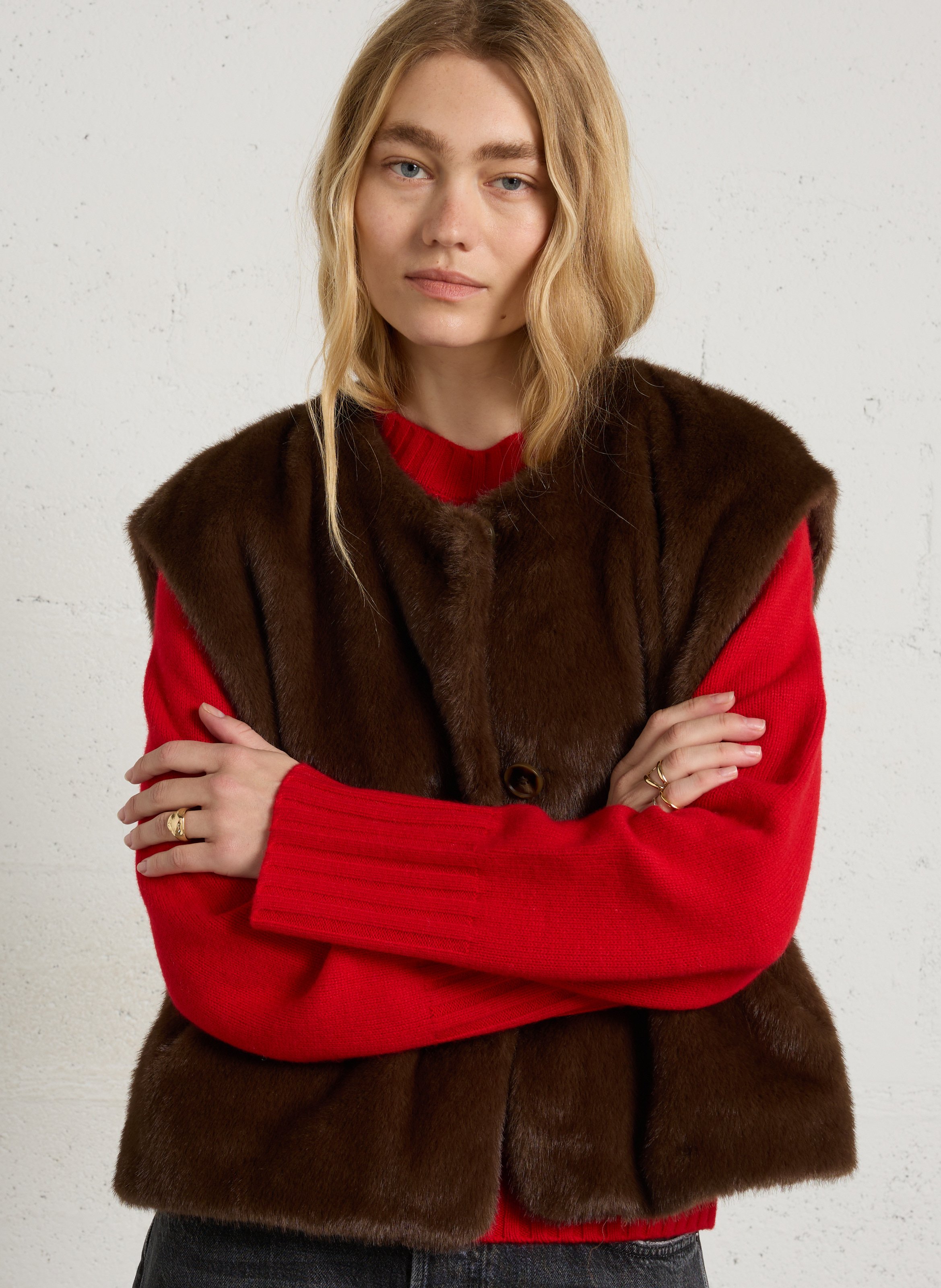 Weste in Pelzoptik JC SOPHIE Braun