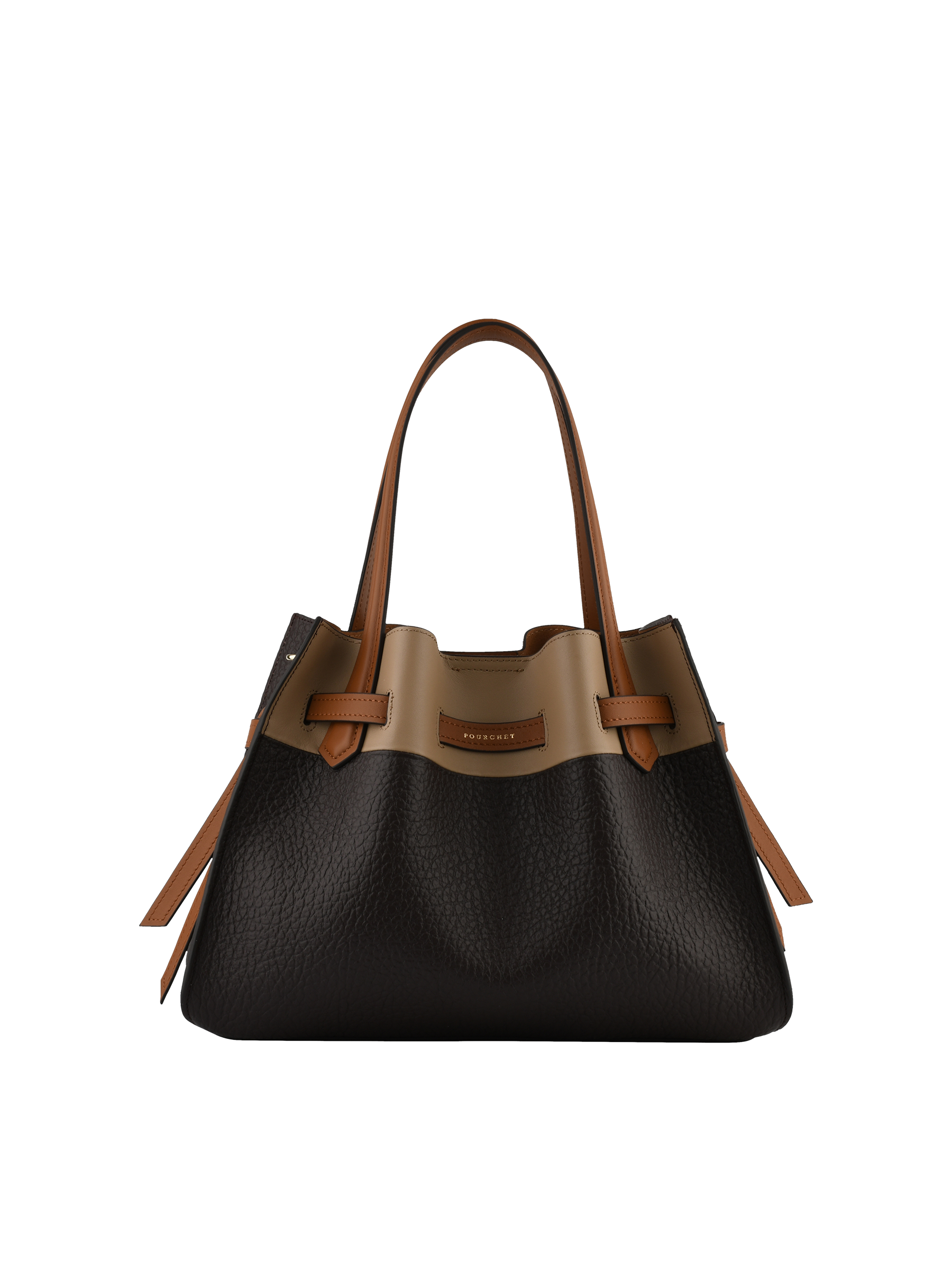Calfskin leather handbag POURCHET Multicolored