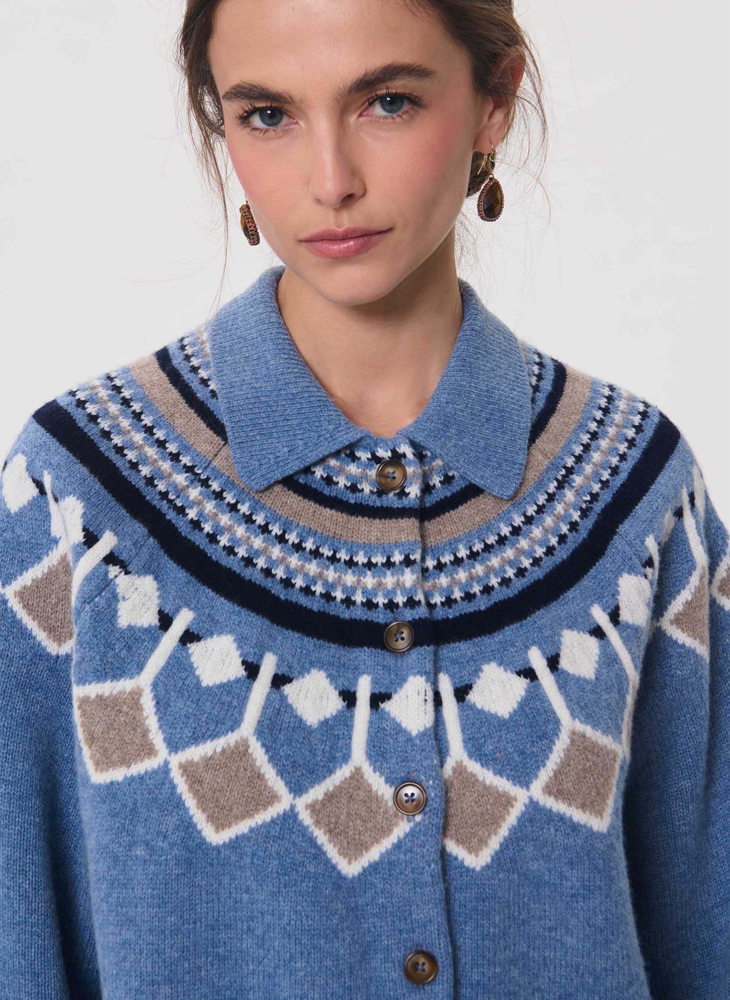 Oversized printed wool cardigan TARA JARMON Blue