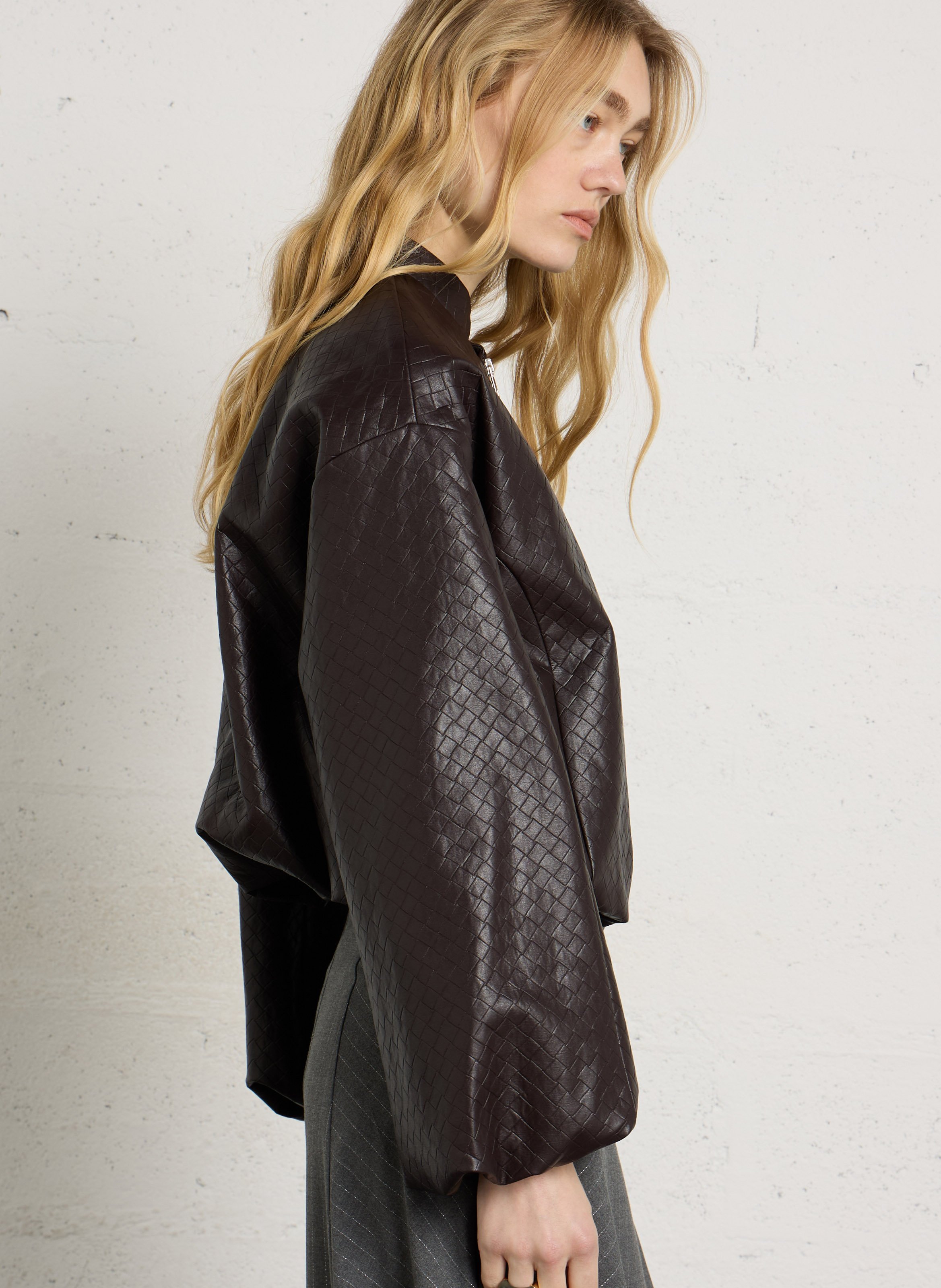 Imitation leather jacket IMPERIAL Brown