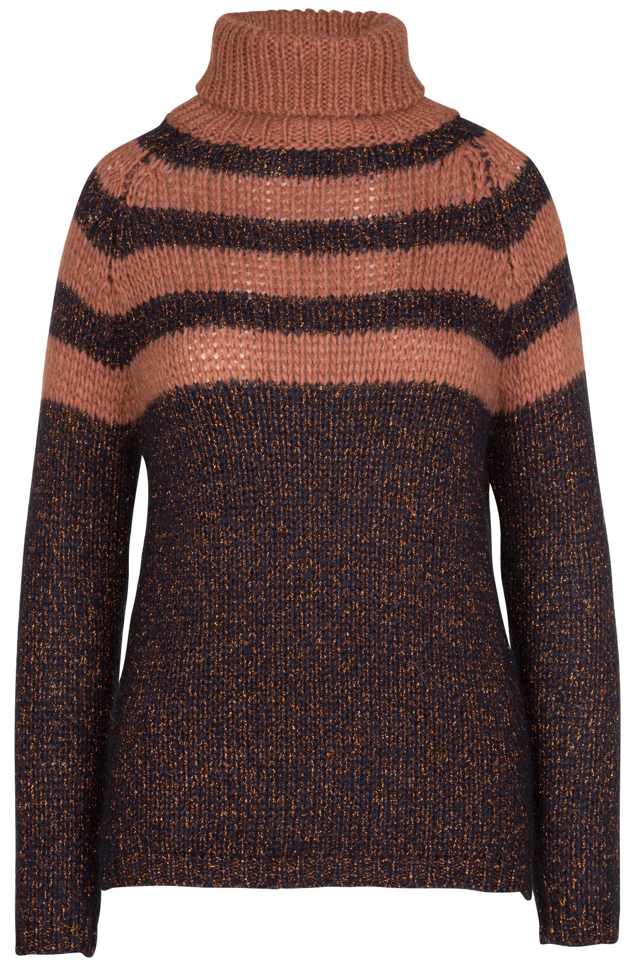 Col roulé rayé en maille lurex Venus ATTIC AND BARN Marron