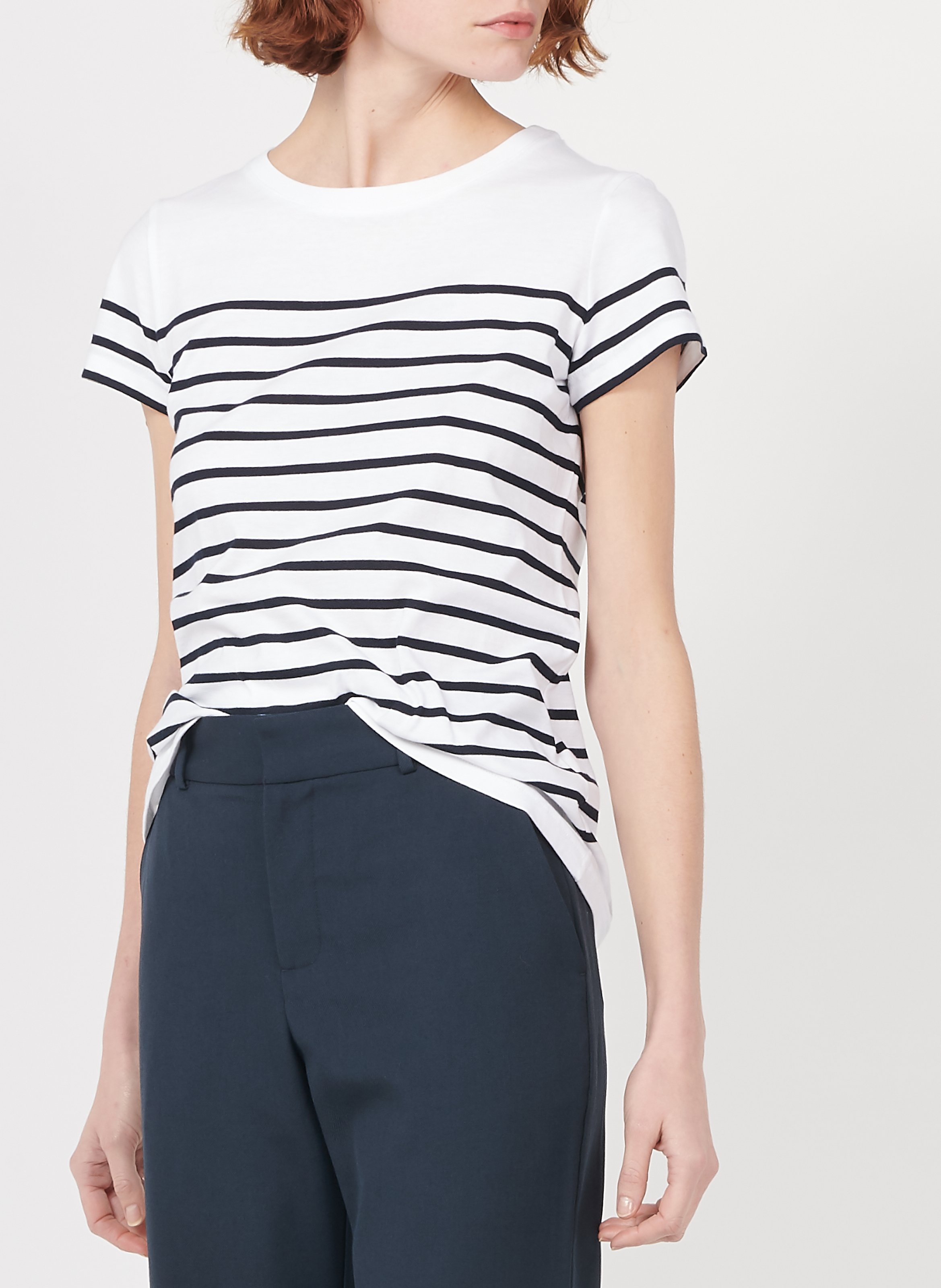 Round-neck cotton Breton top ARMOR LUX White