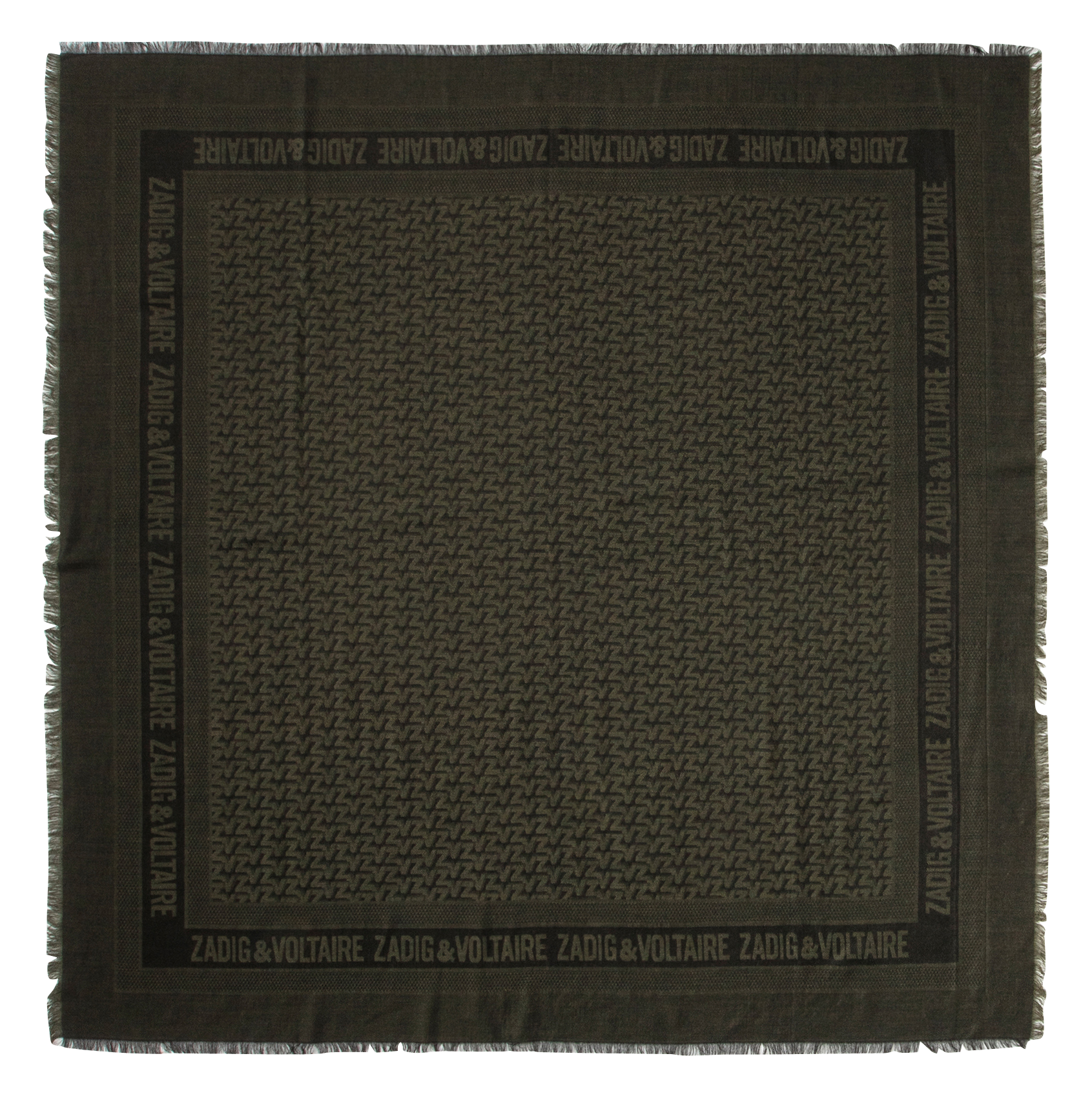 Foulard rectangulaire monogramme ZADIG&amp;VOLTAIRE Kaki