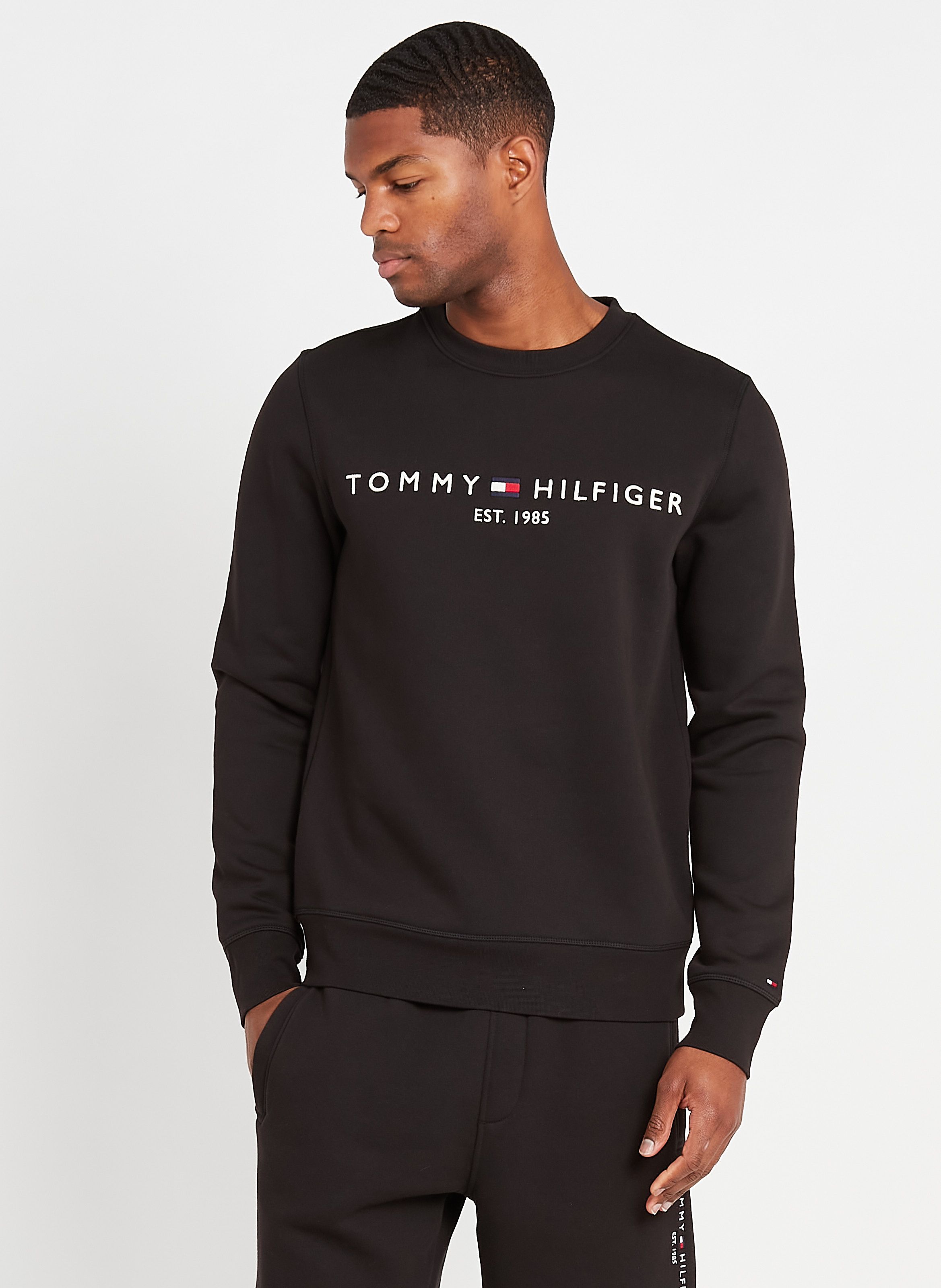 Sweat noir tommy hilfiger homme new arrivals