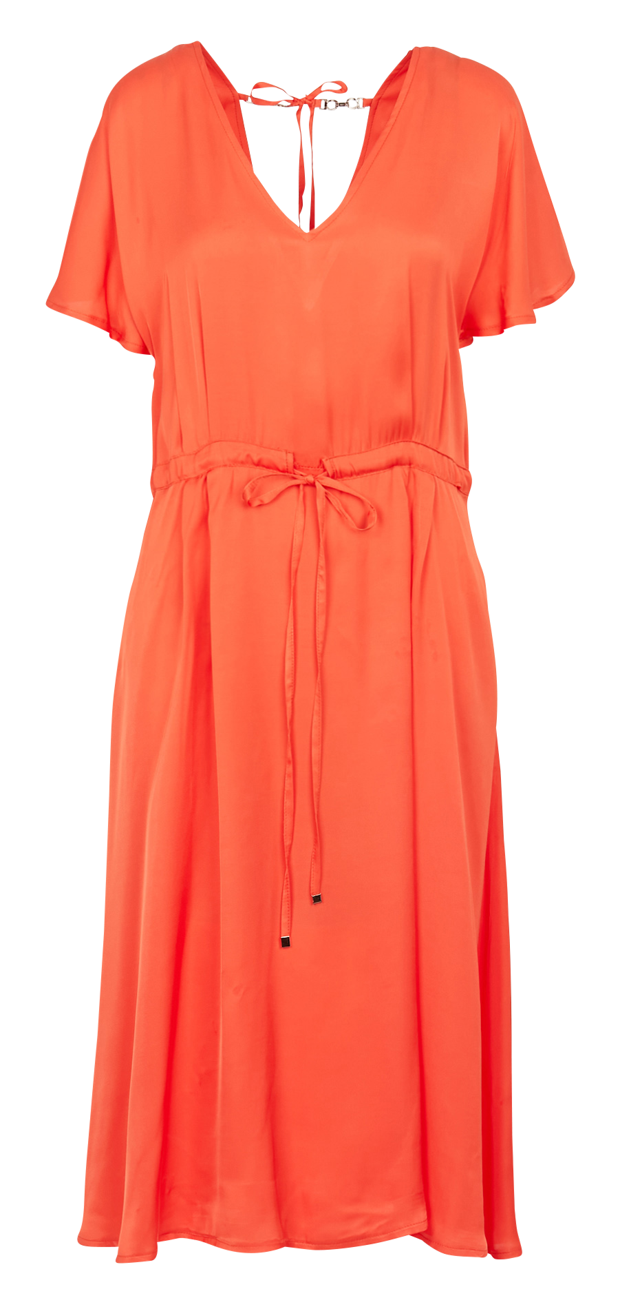 Robe longue col V satinée LA PETITE FRANCAISE Orange
