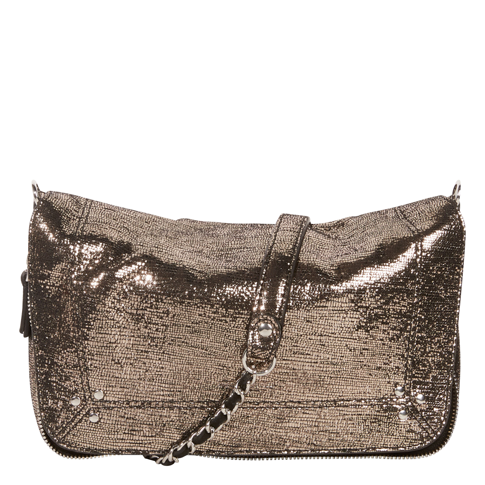 Leather shoulder bag JEROME DREYFUSS Silver