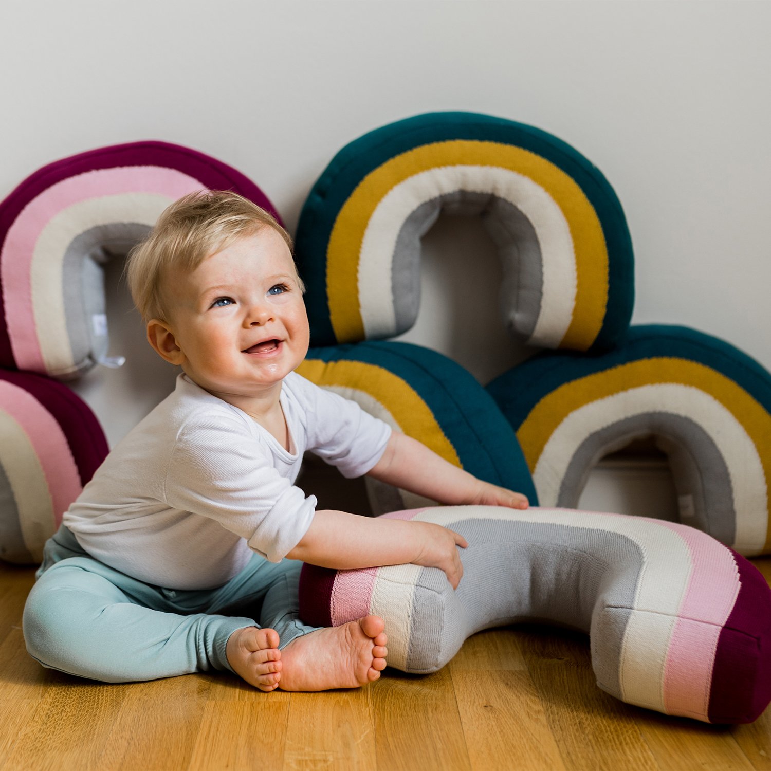 Rainbow cotton cushion KINDSGUT Pink