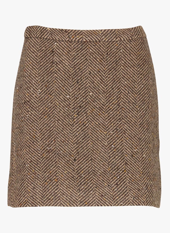 Jupe courte trapèze en laine mélangée Juna Marron Hartford Femme