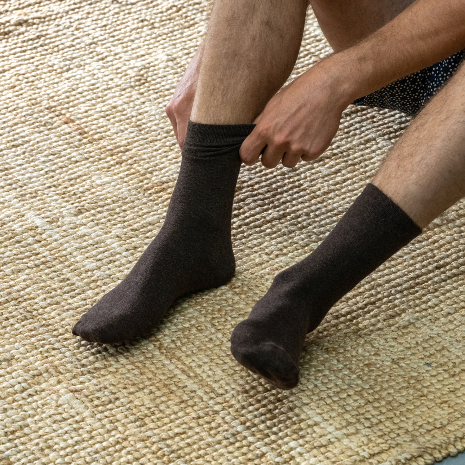 Solid combed cotton socks BILLYBELT Brown