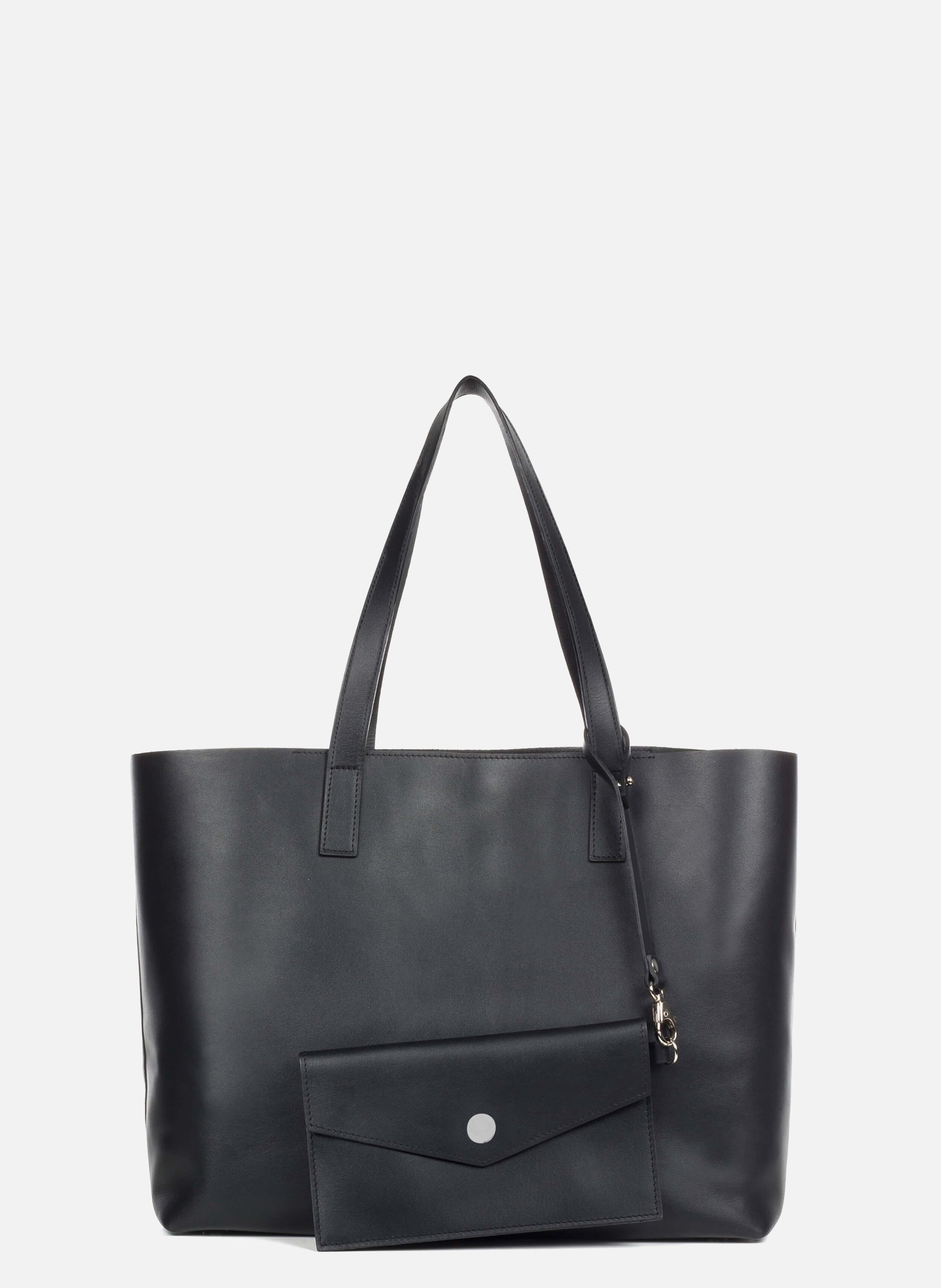 Smooth leather tote bag JULES & JENN Black