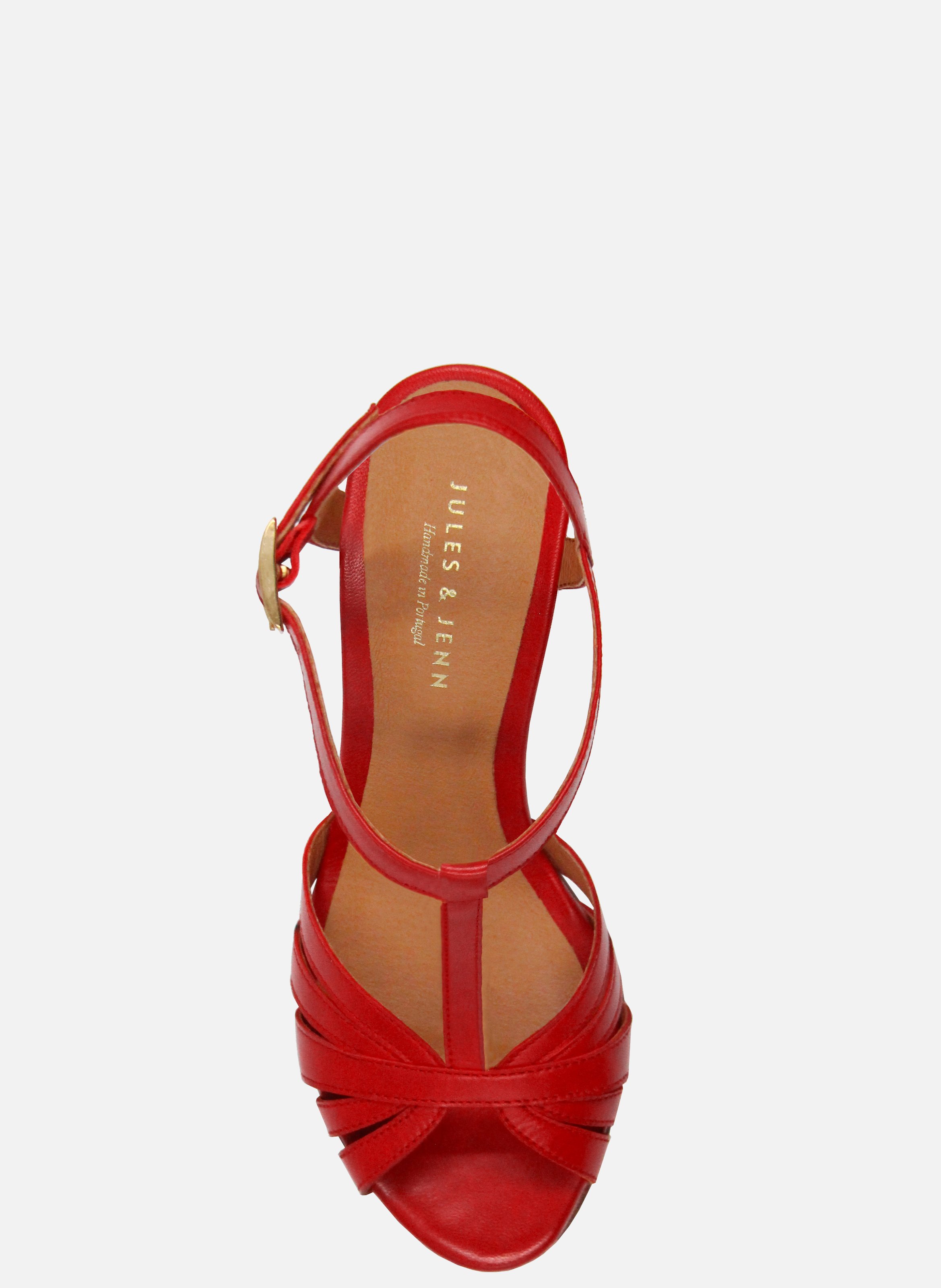 Leather strappy sandals with heels JULES & JENN Red
