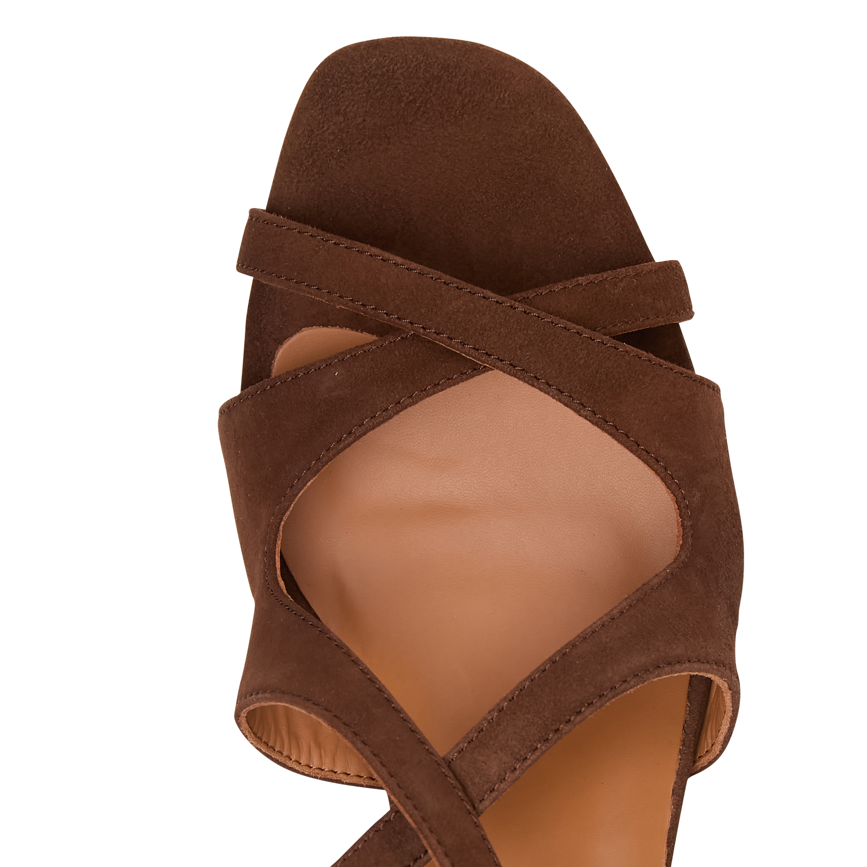 Sandales à talon en cuir velours RIVECOUR Marron