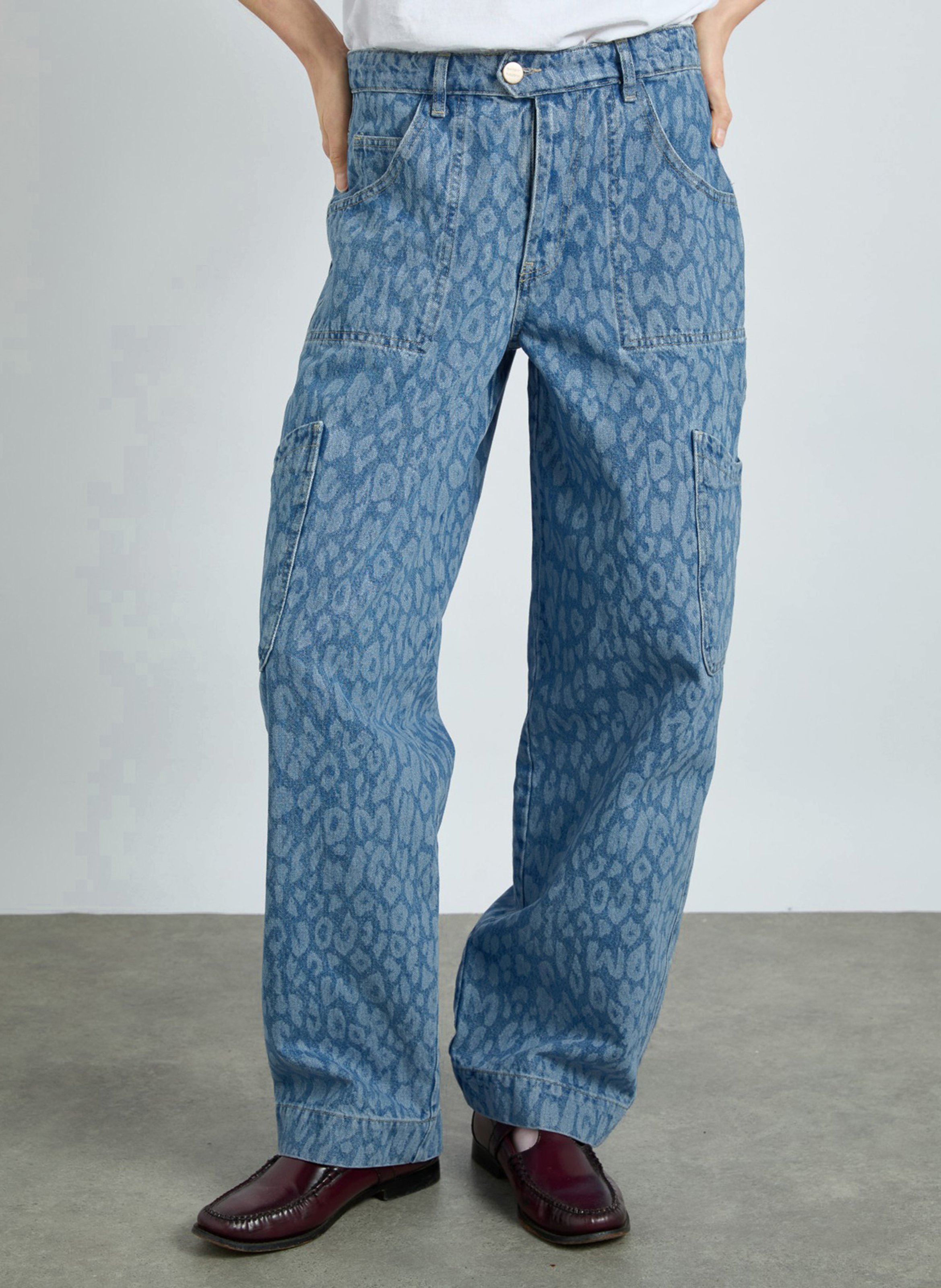 Leopard print cargo jeans DAMSON MADDER Blue