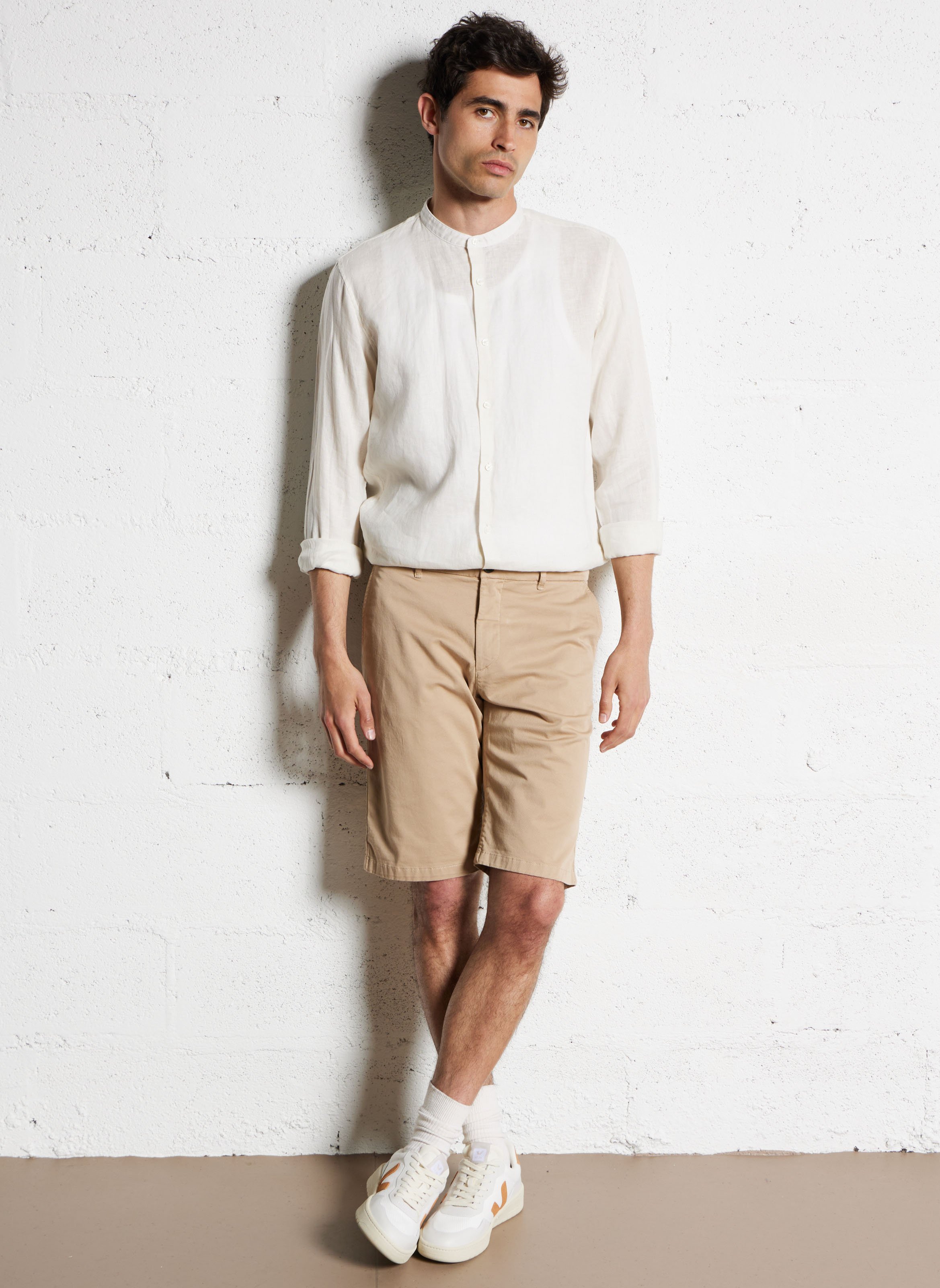 Bermuda droit en coton mélangé IKKS Beige
