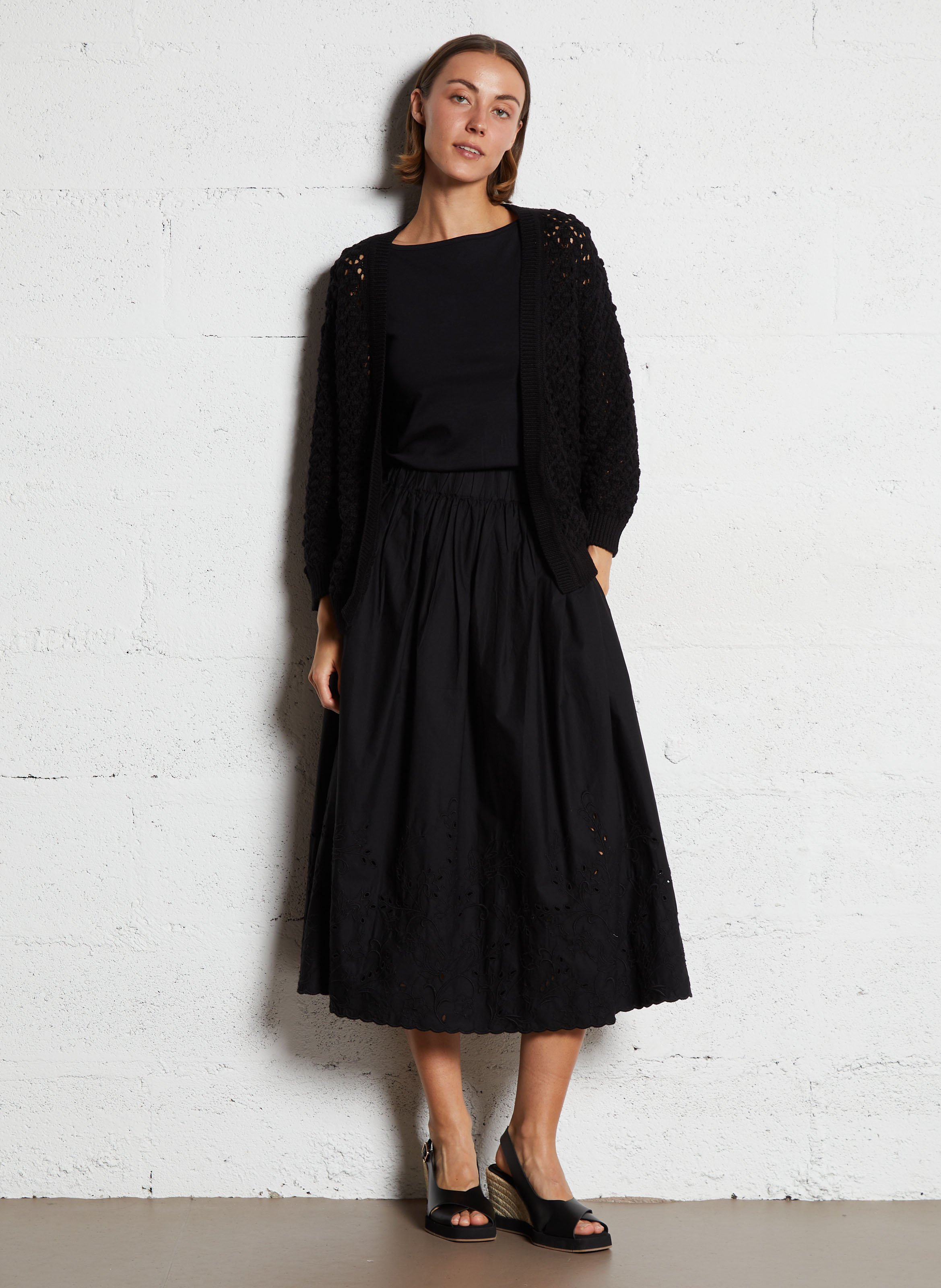 Top droit en coton MAISON 123 Noir