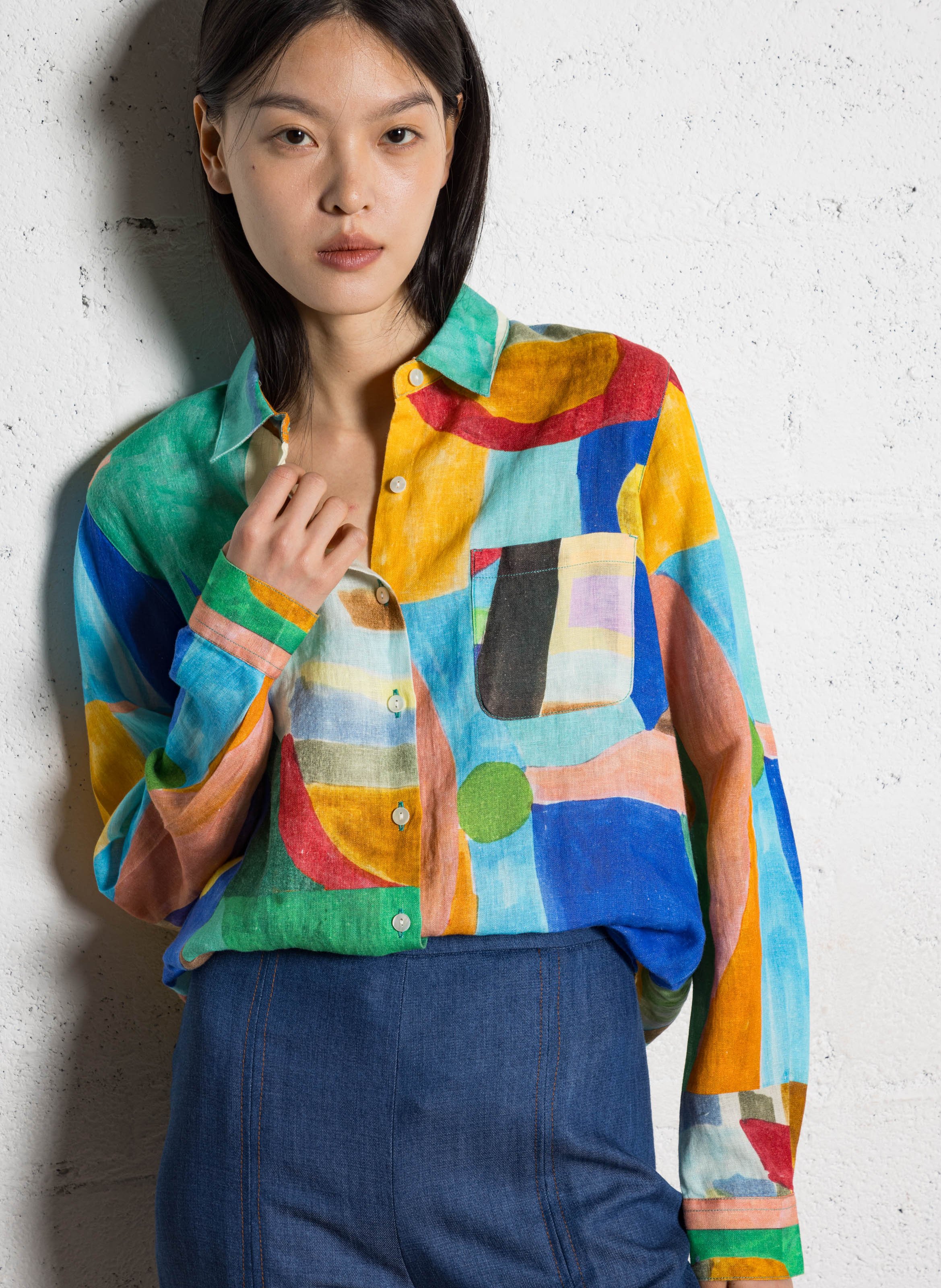 Straight linen shirt G.KERO Multicolored