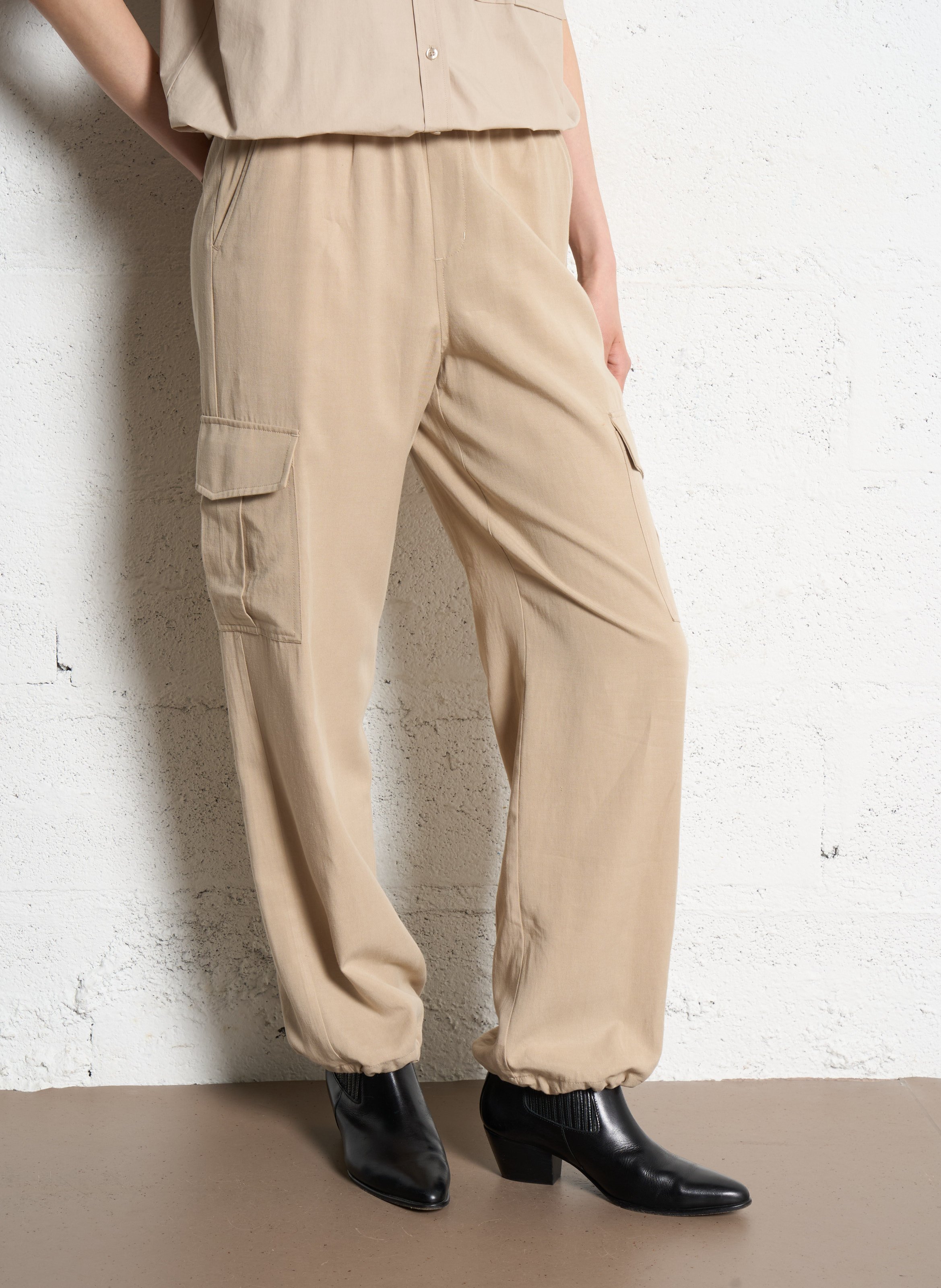 Elasticated-waist trousers  IKKS Beige