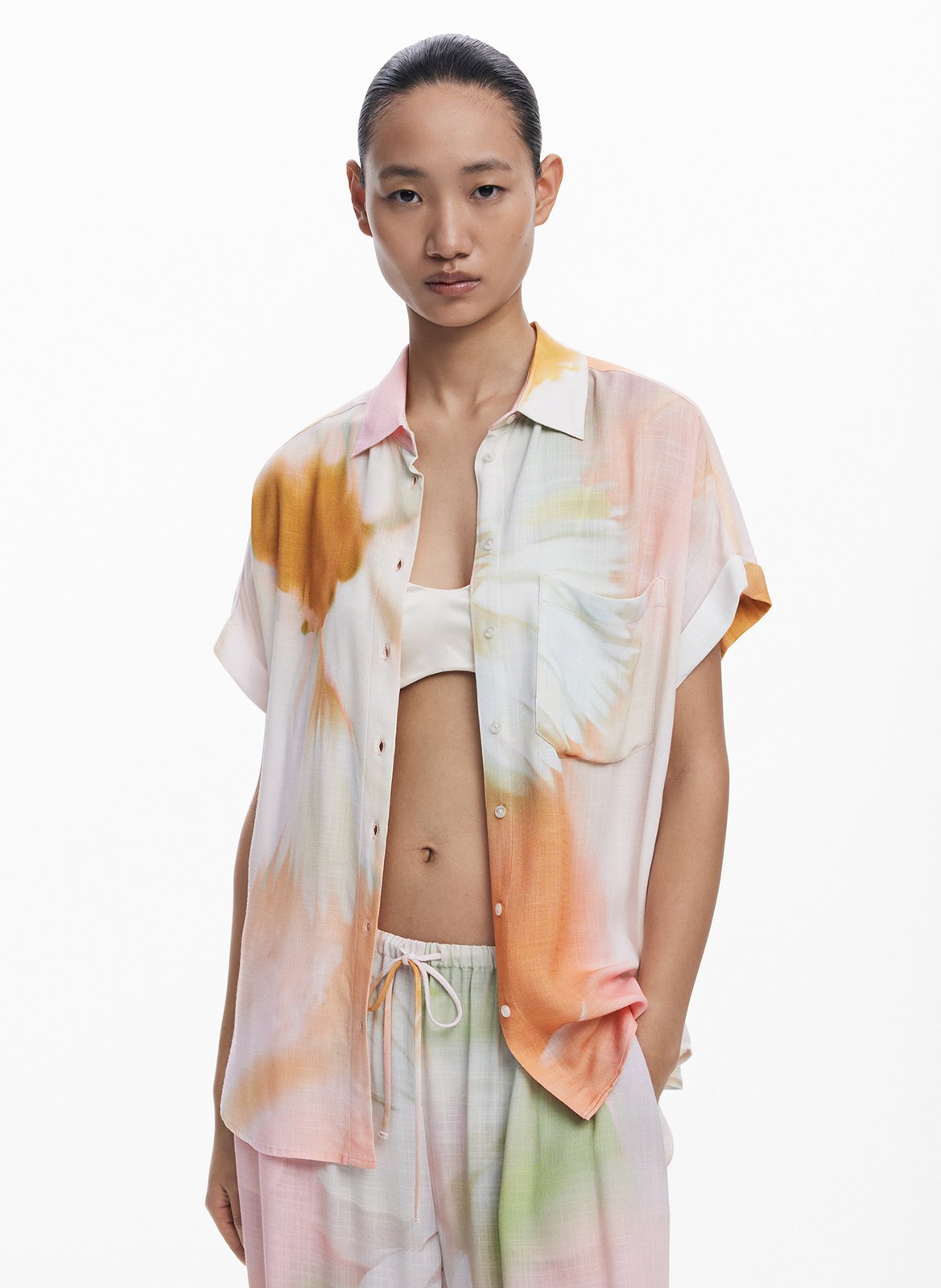 Fluid tie-dye printed shirt DESIGUAL White