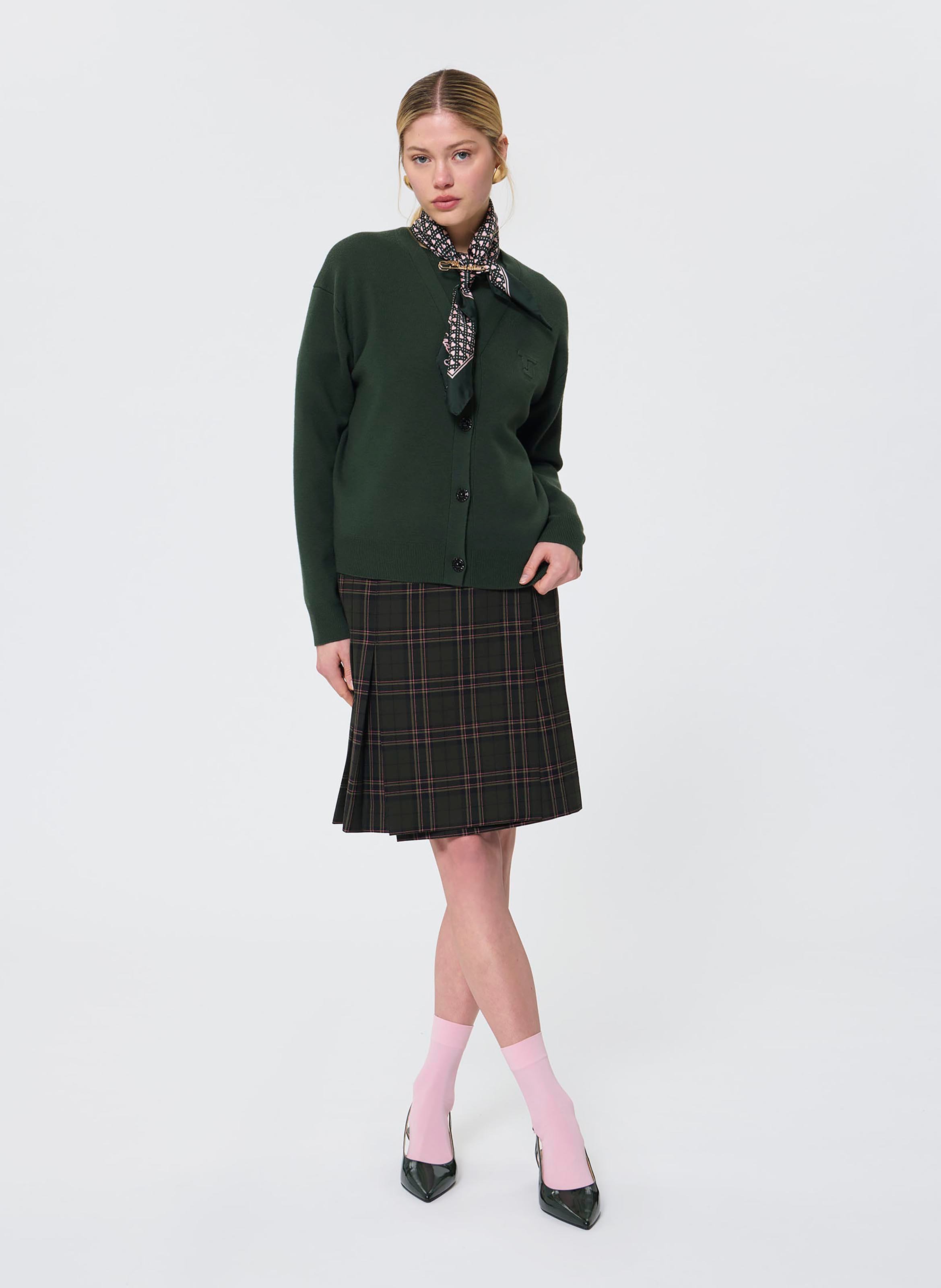 V-neck sleeveless cardigan in a wool blend TARA JARMON Green