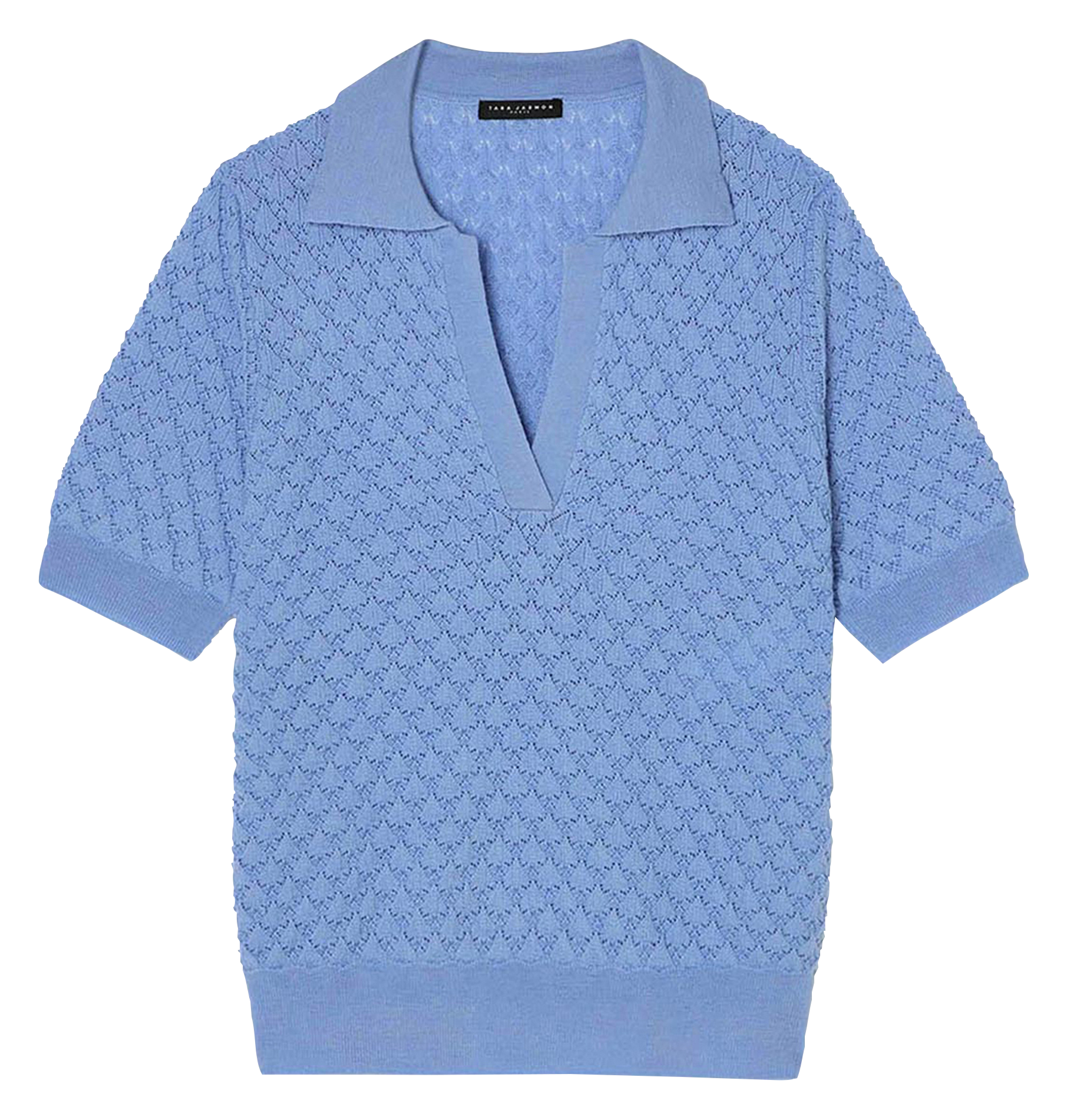 Pull polo en maille fantaisie TARA JARMON Bleu
