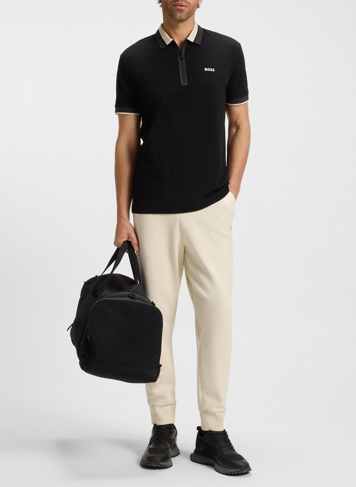 Printed cotton sweatpants BOSS White