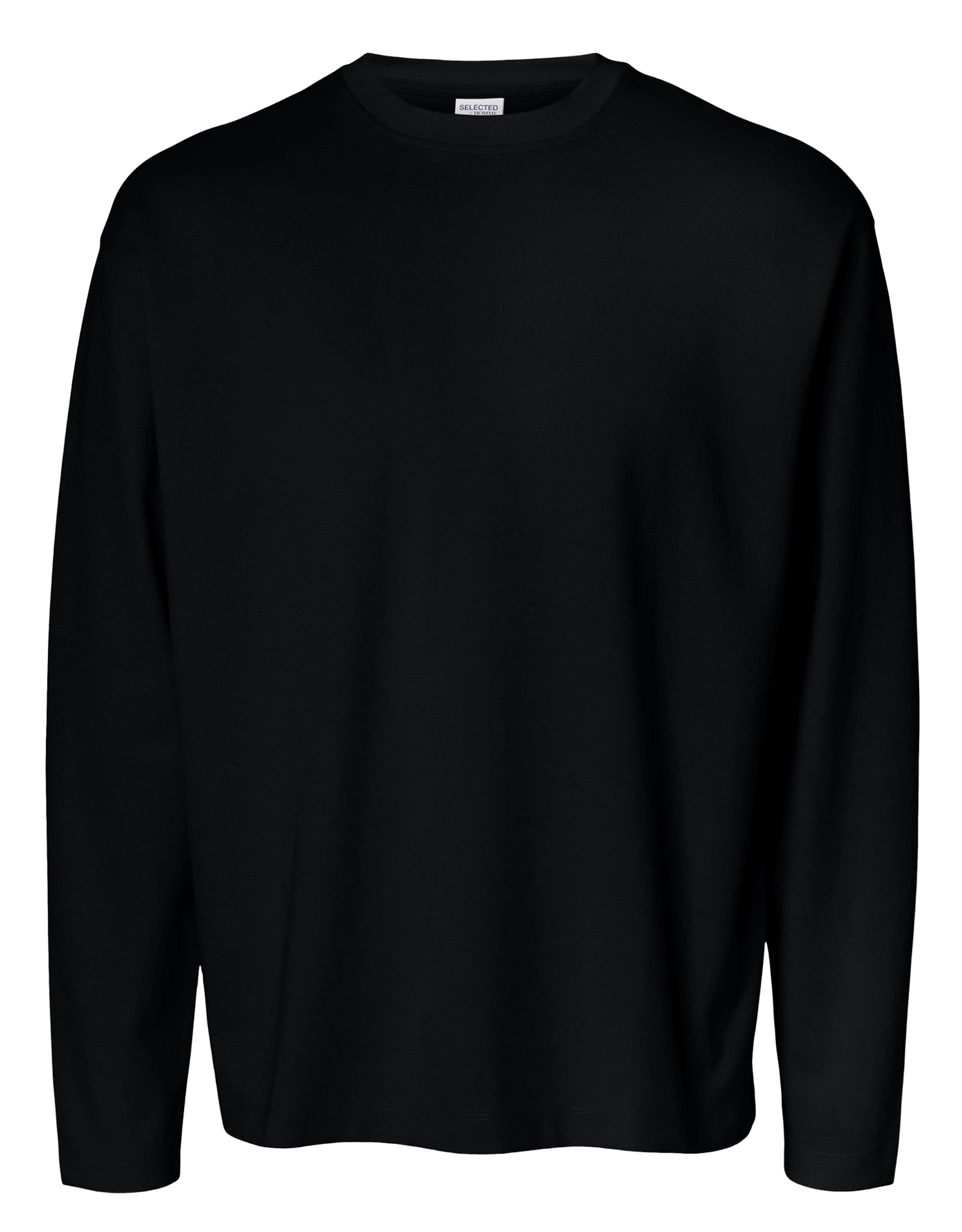 T-shirt met ronde hals - biologische katoenblend SELECTED Zwart