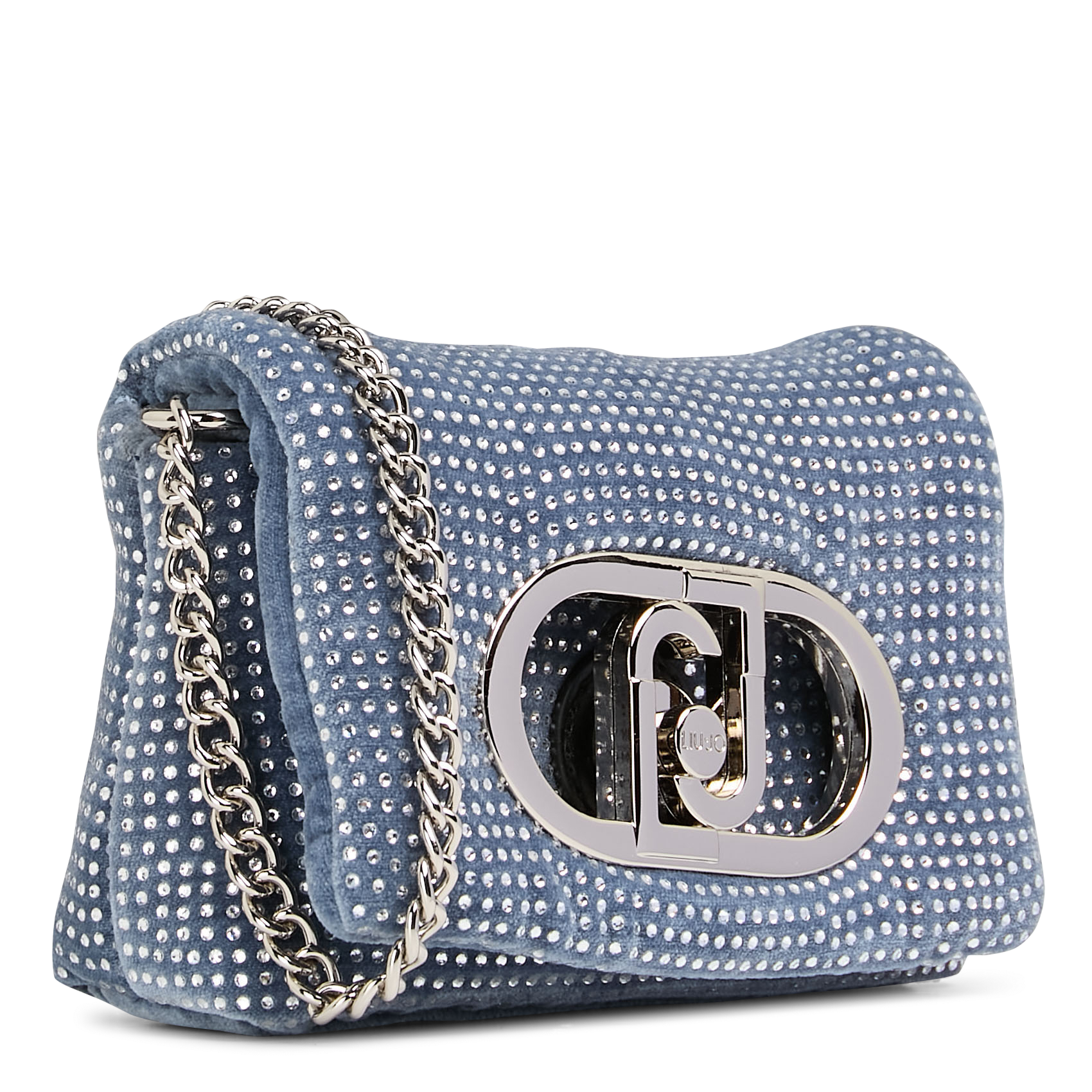 Mini sac bandoulière en denim strassé LIU JO Bleu