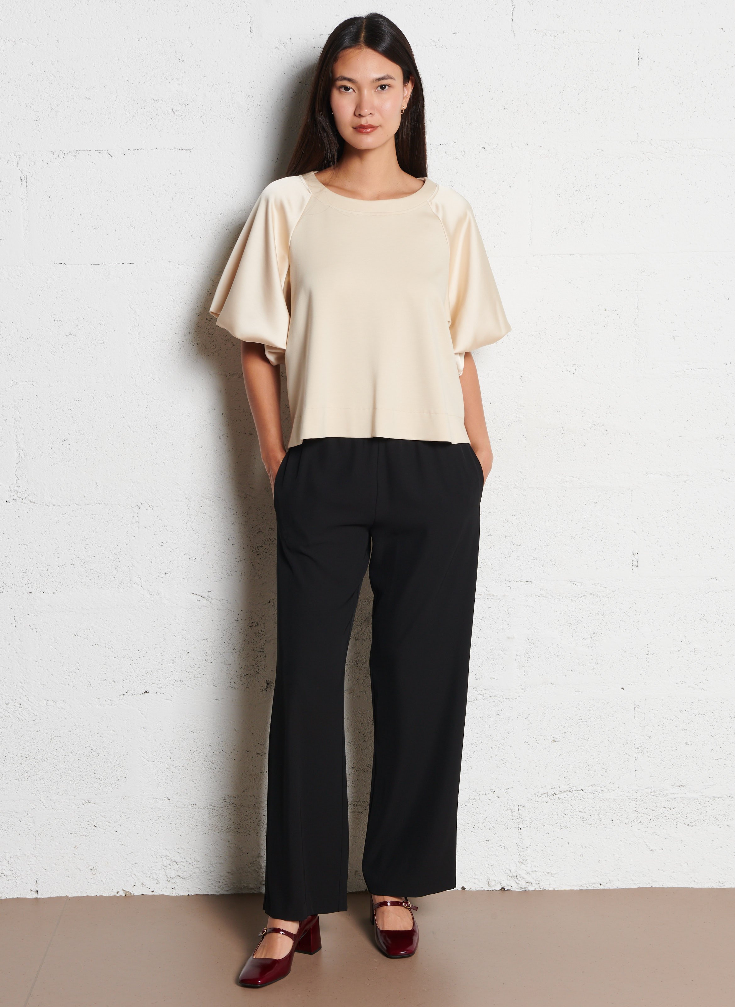 Loose-fit round-neck top IMPERIAL Beige