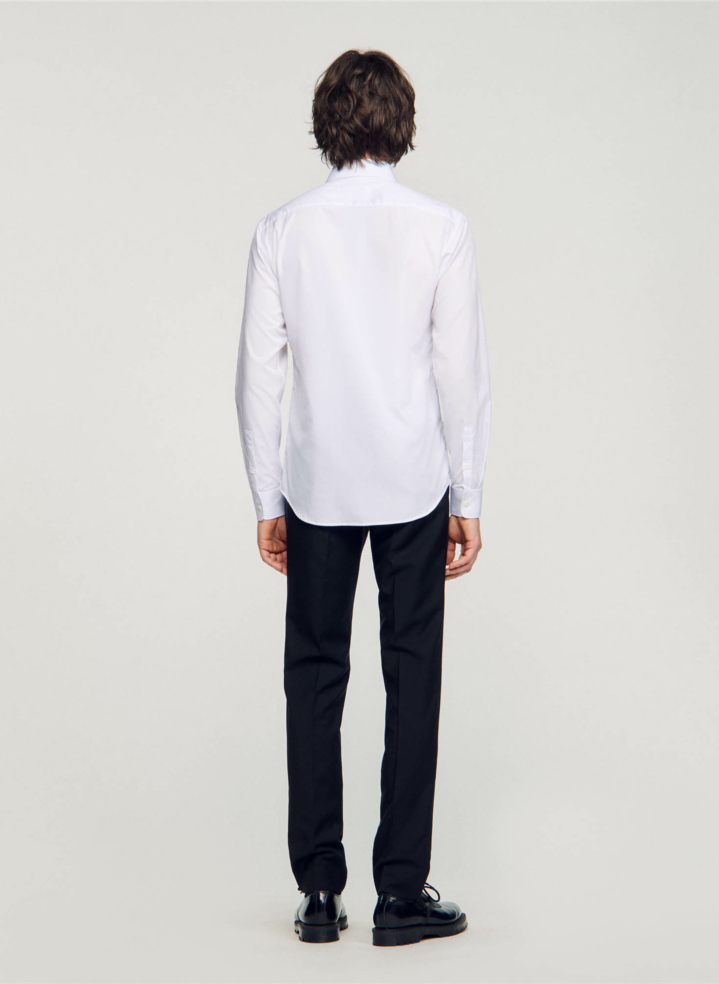 Chemise droite en coton mélangé SANDRO Blanc