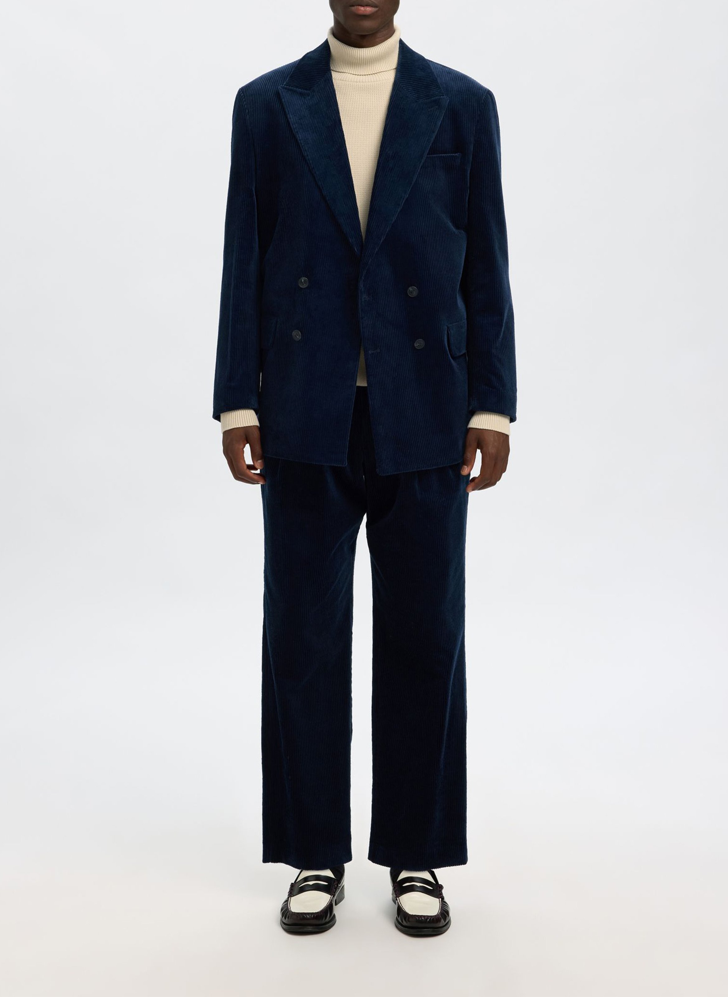 Straight fit organic cotton turtleneck undershirt SELECTED Beige