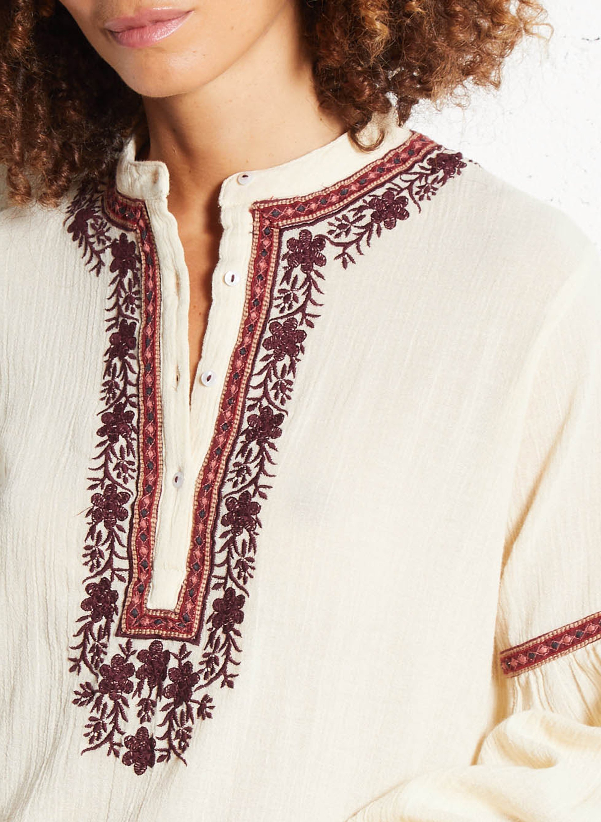 Round-neck cotton blouse MAISON HOTEL Red