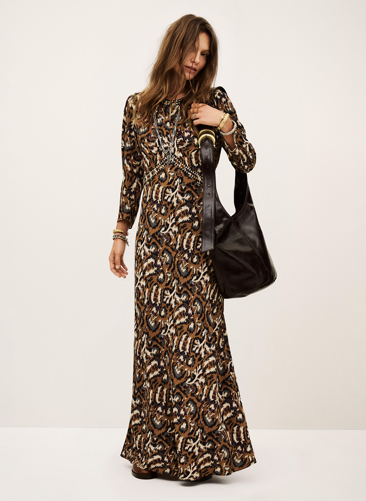 Robe longue col V imprimée BA&SH