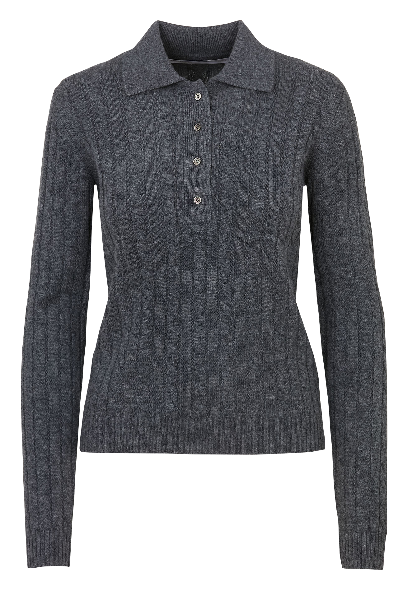 Pullover mit Polokragen aus verdrehtem Strick MARGAUX LONNBERG Silber