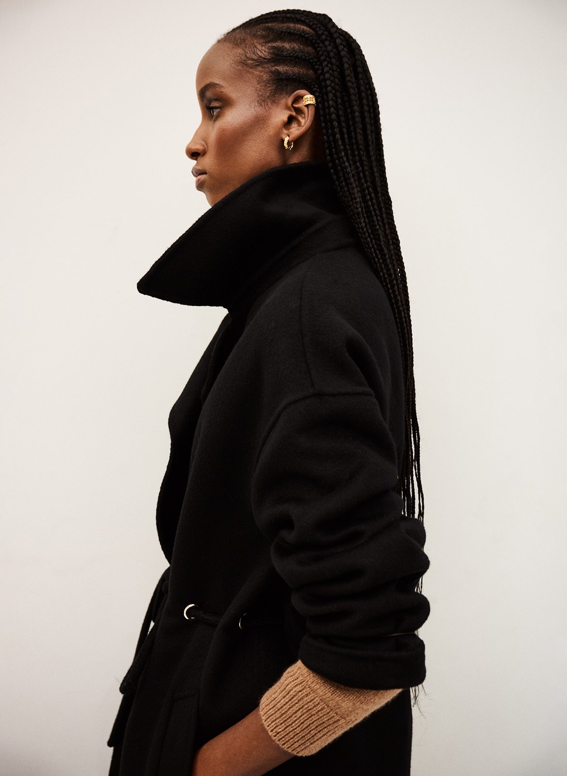 Manteau long col classique en laine mélangée BA&SH Noir