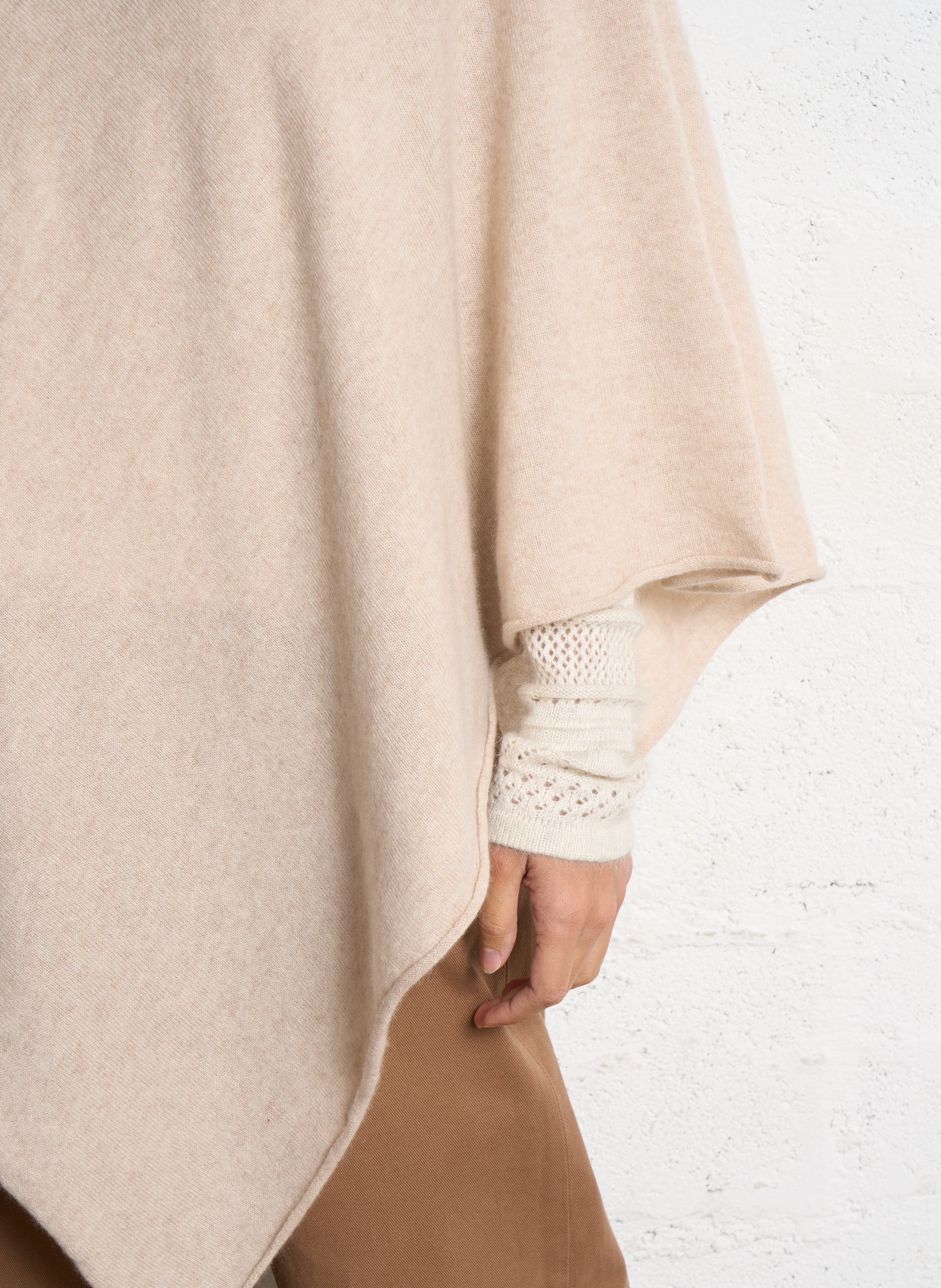 Poncho col bateau en cachemire SUD EXPRESS Beige