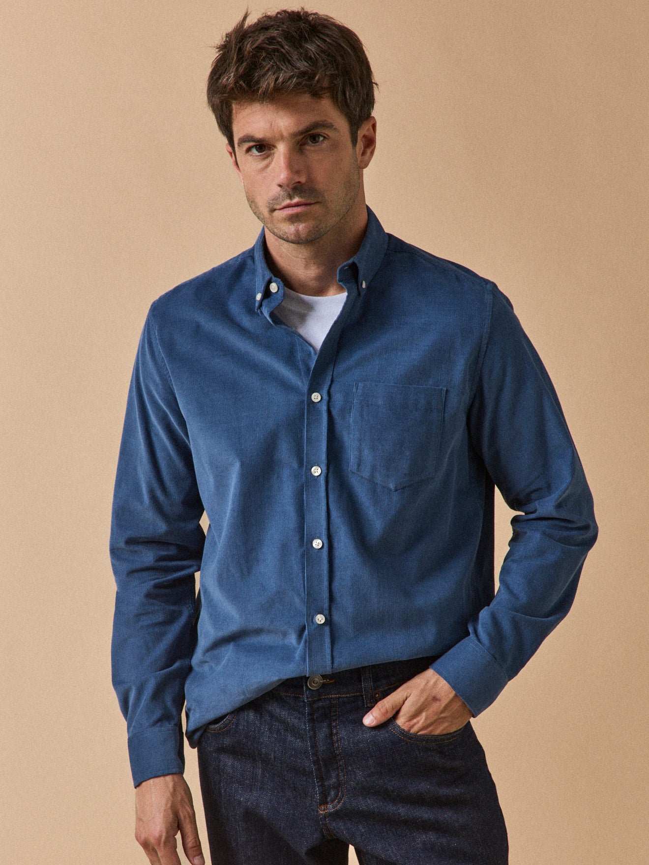 Contemporary cut velvet shirt CYRILLUS Blue