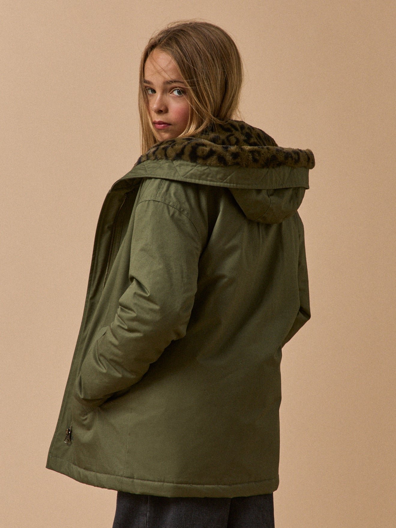 Short parka lined with leopard print CYRILLUS White