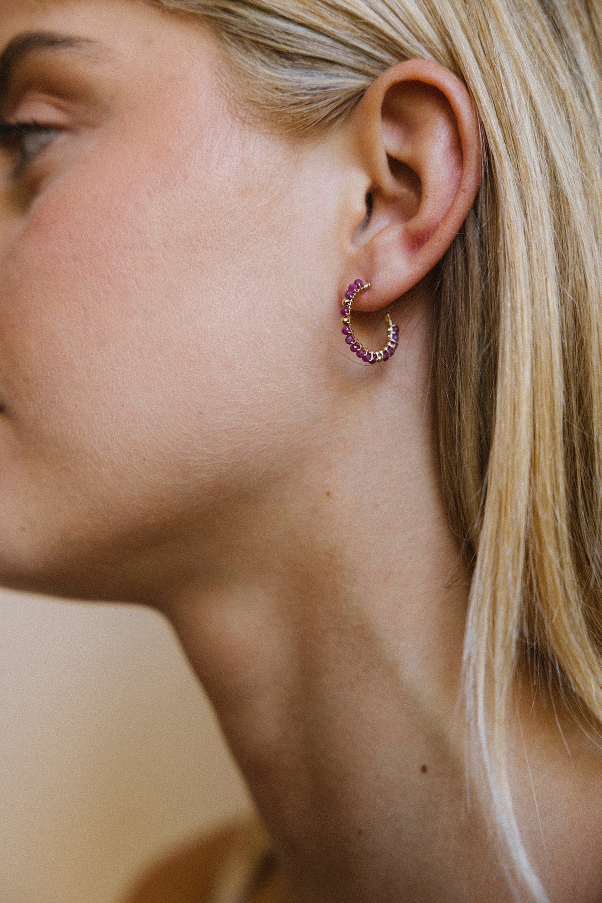 Medium Frida hoops - ruby YAY Golden