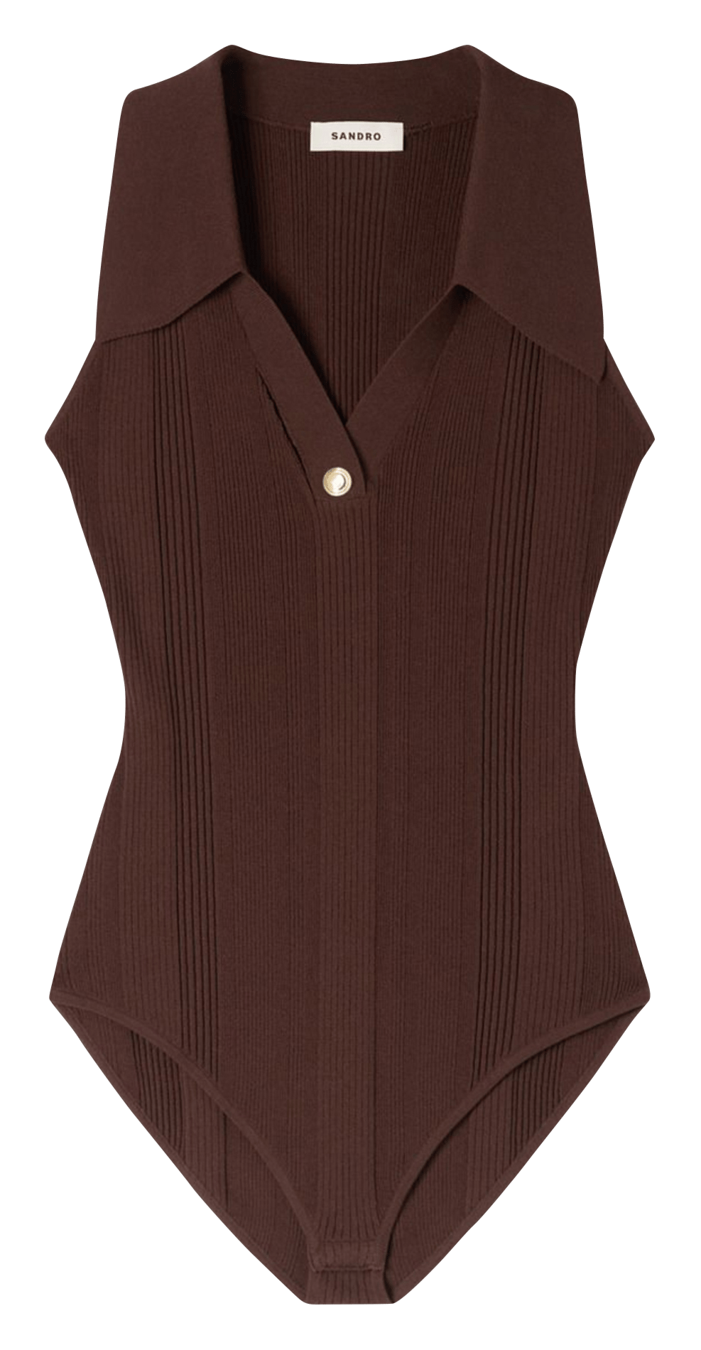 Crossover V-neck bodysuit SANDRO Brown