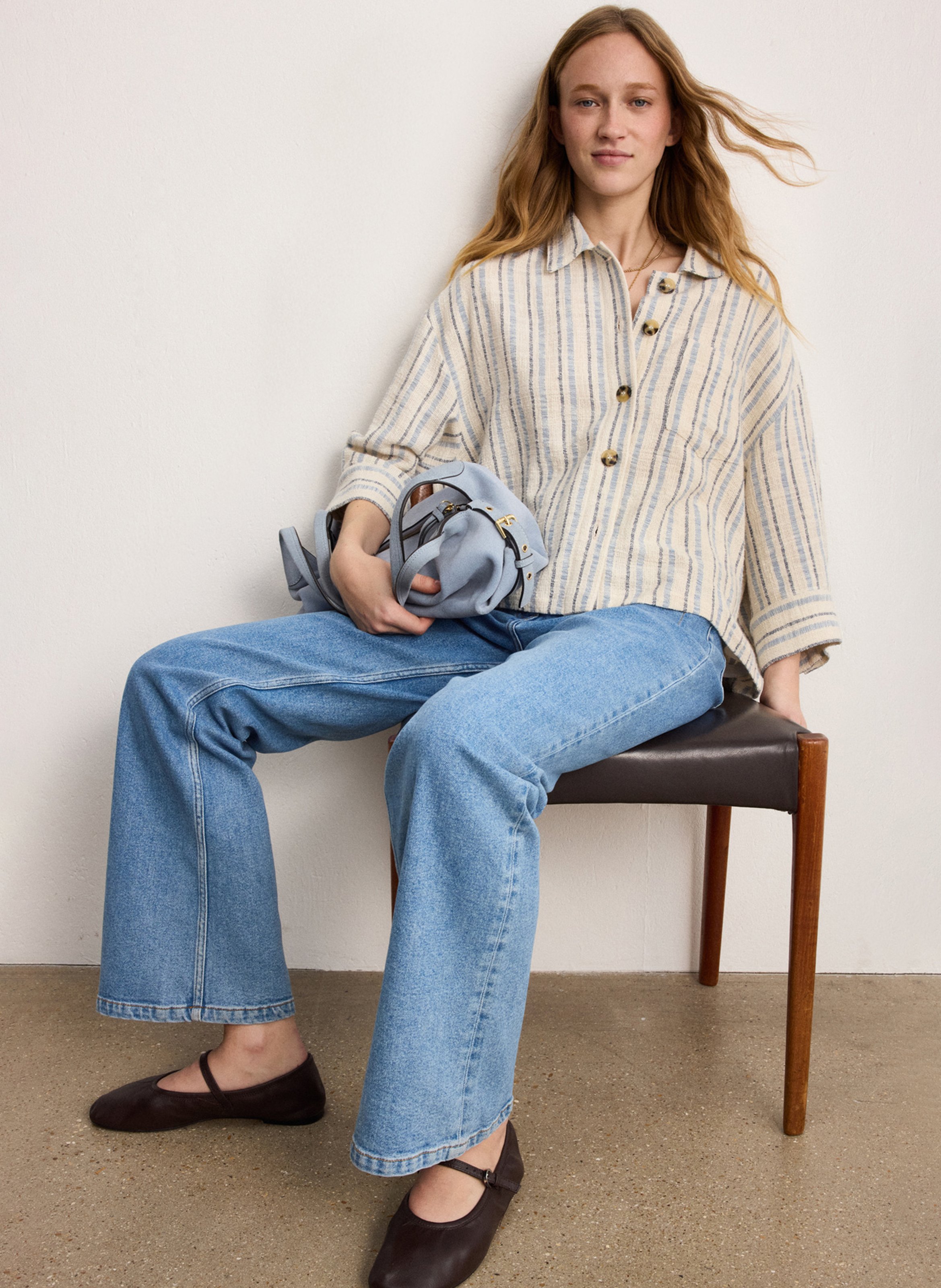 Loose-fit cotton-blend overshirt PABLO Blue