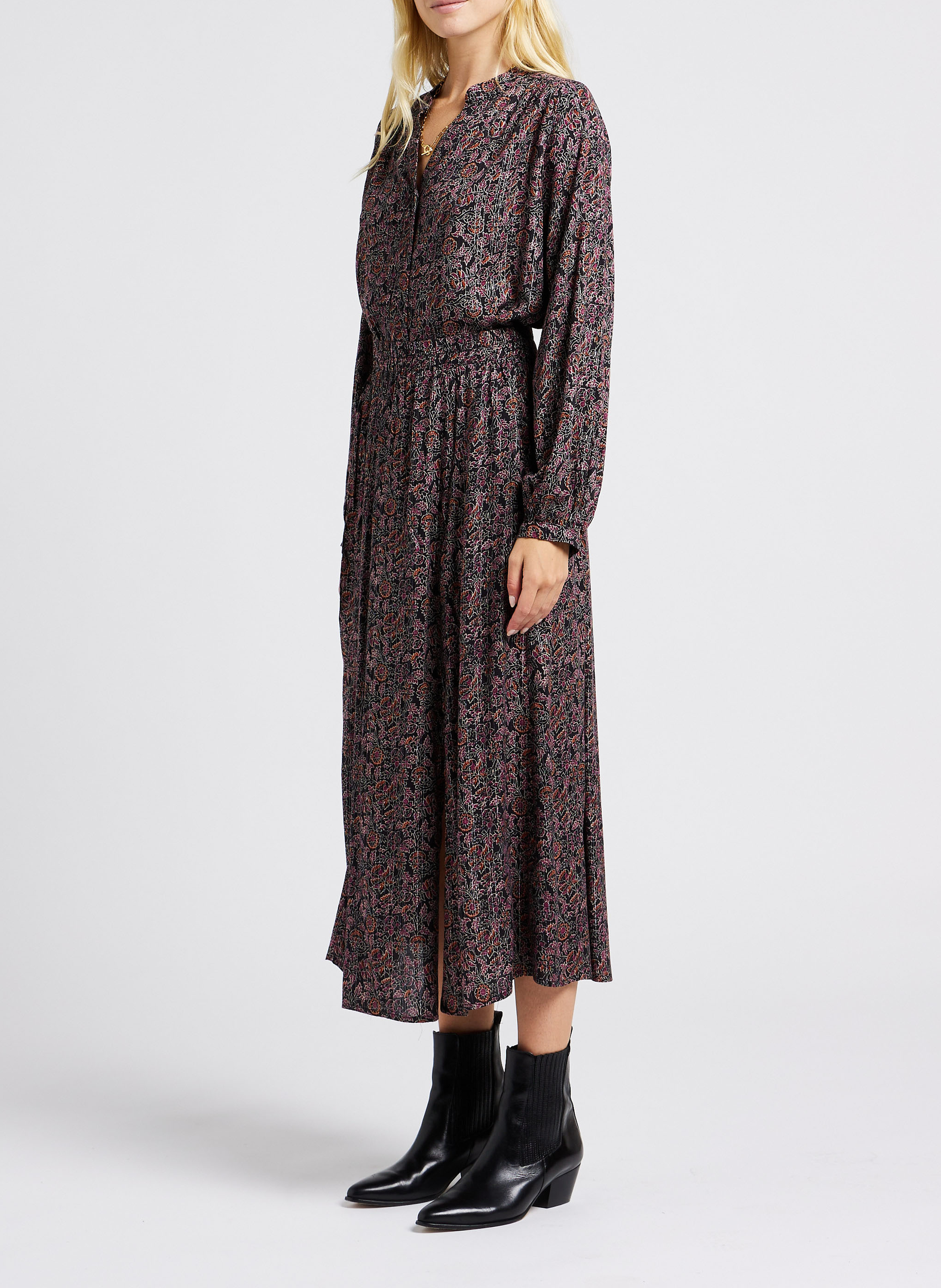 Printed V-neck blouse GRACE ET MILA Black