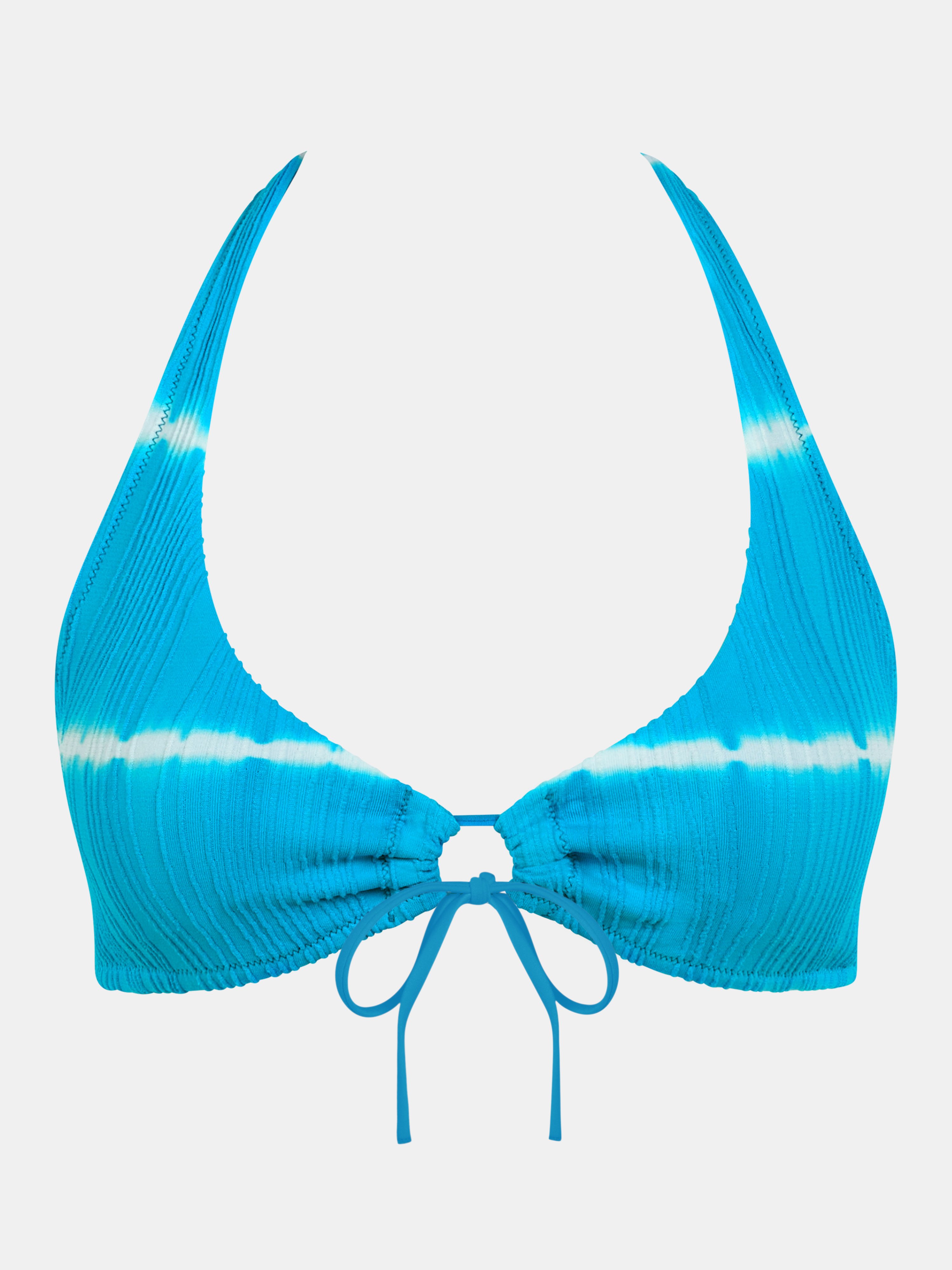 Non-wired plunging bikini top with removable cups Green