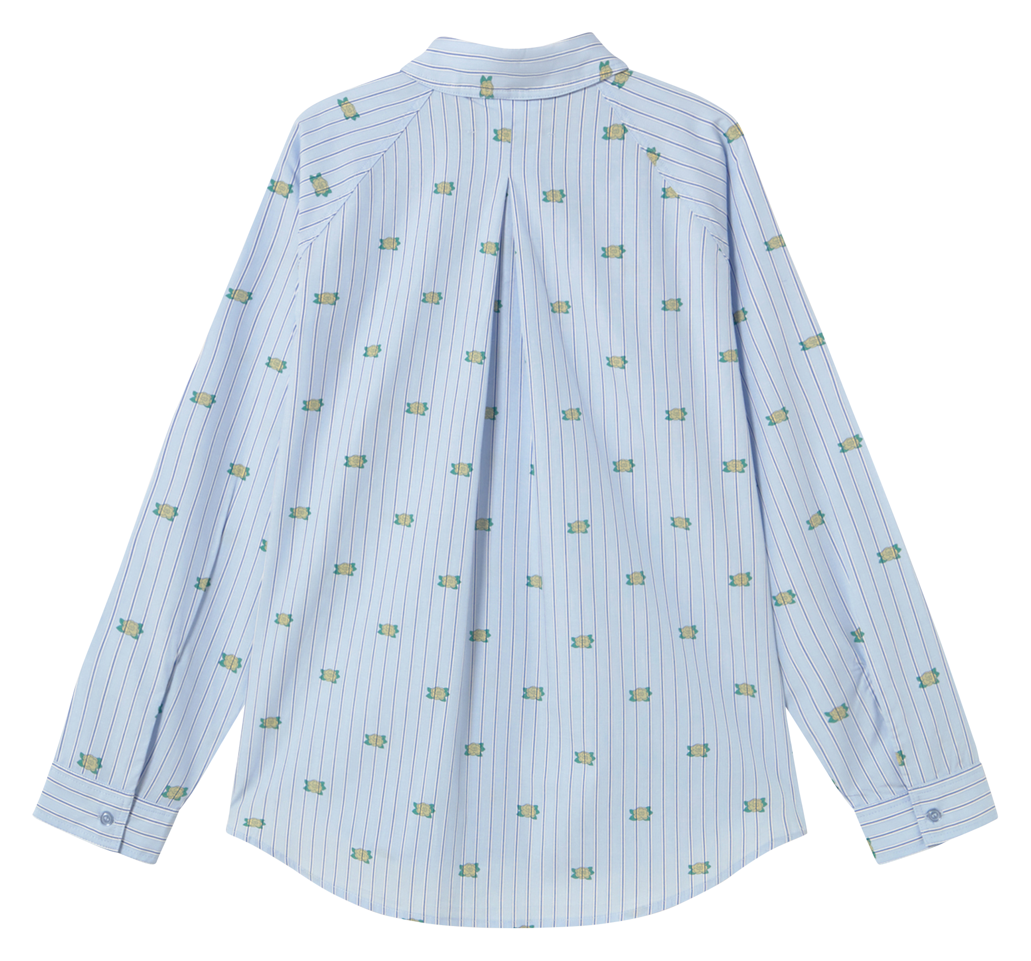 Loose fit shirt with classic collar, stripes, and floral pattern in cotton THE TINY BIG SISTER Blue