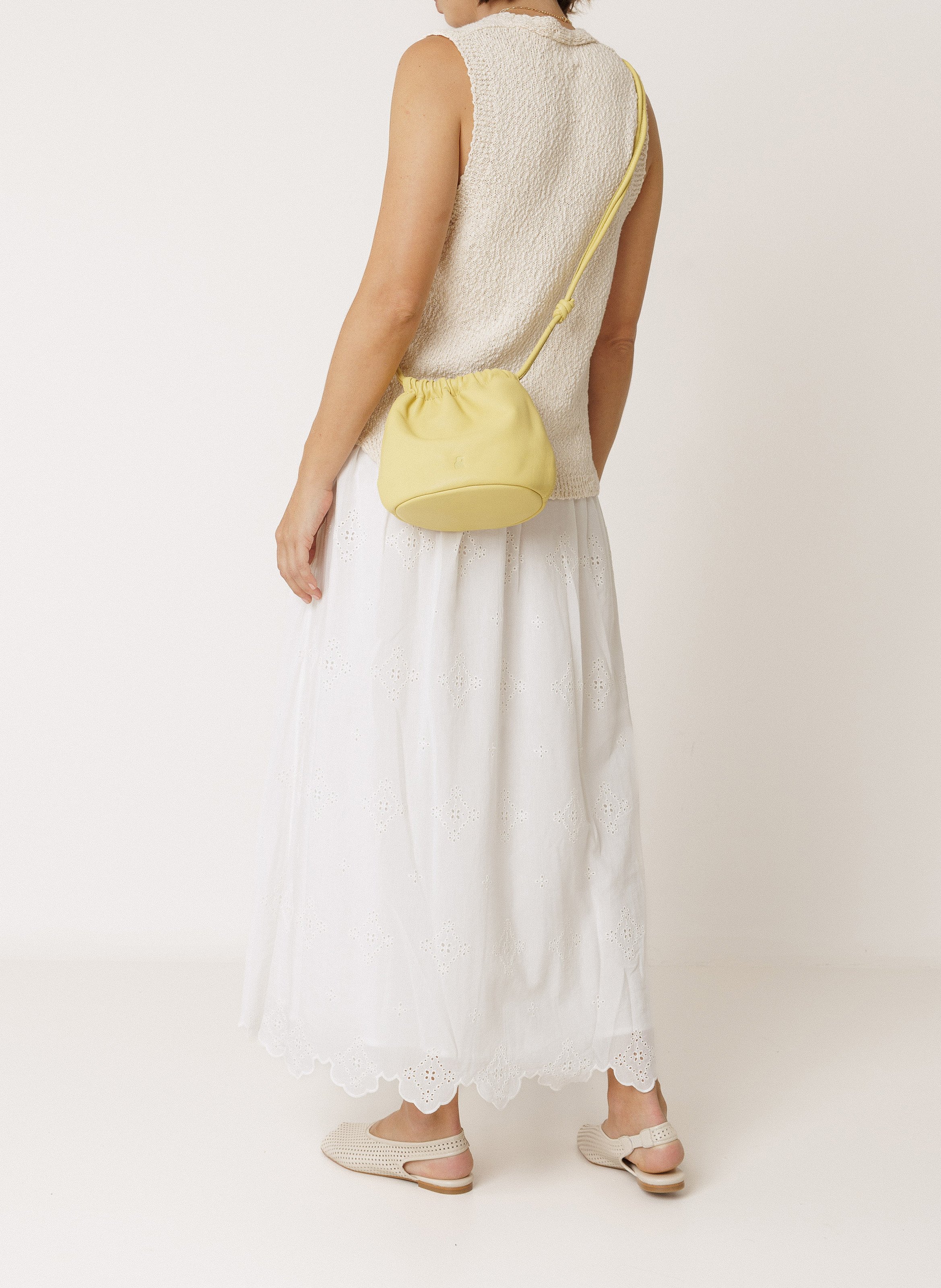 Ausgestellter Rock mit elastischen Stickereien INDI & COLD Weiss