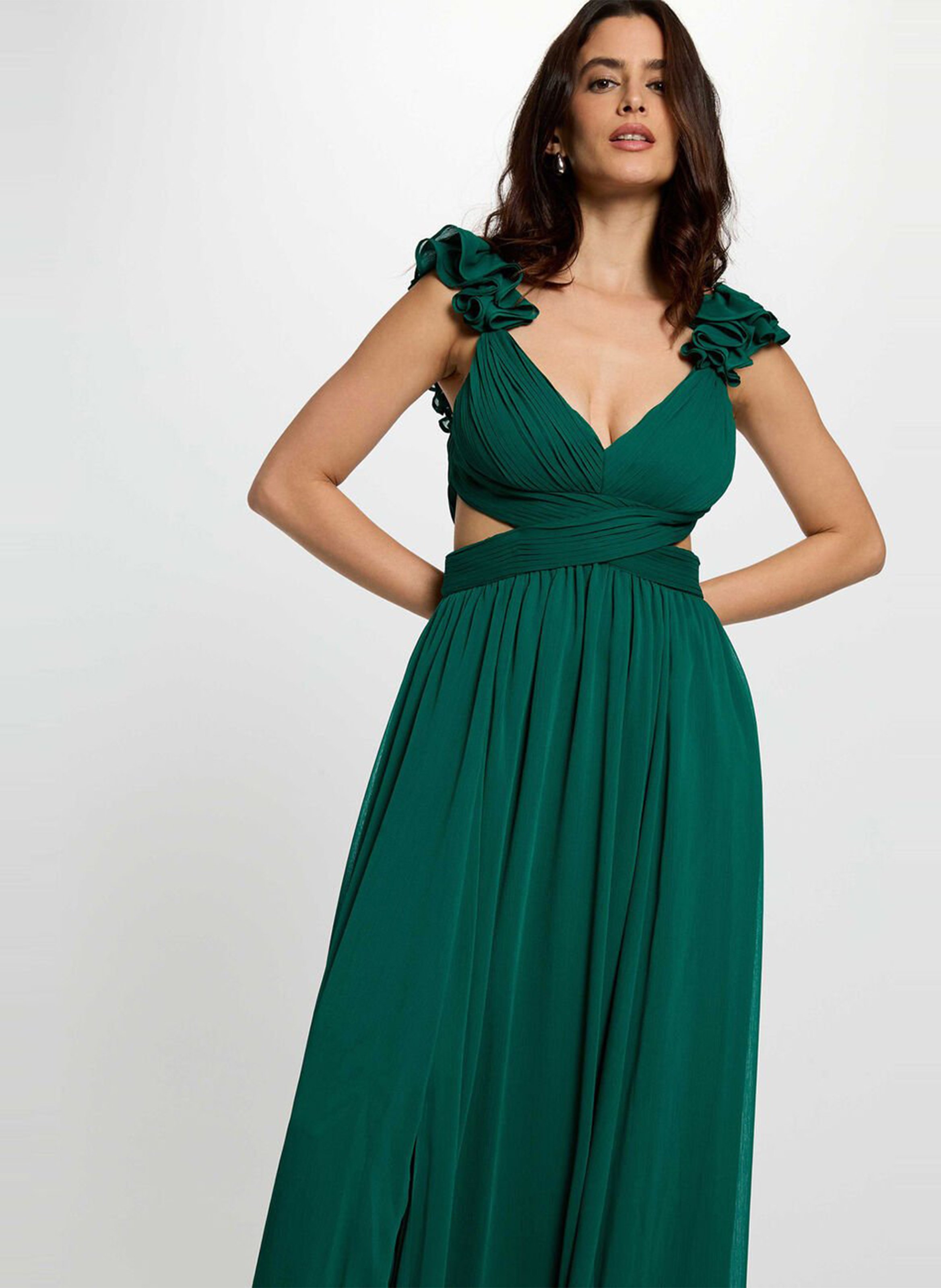 Long V-neck dress MORGAN Green
